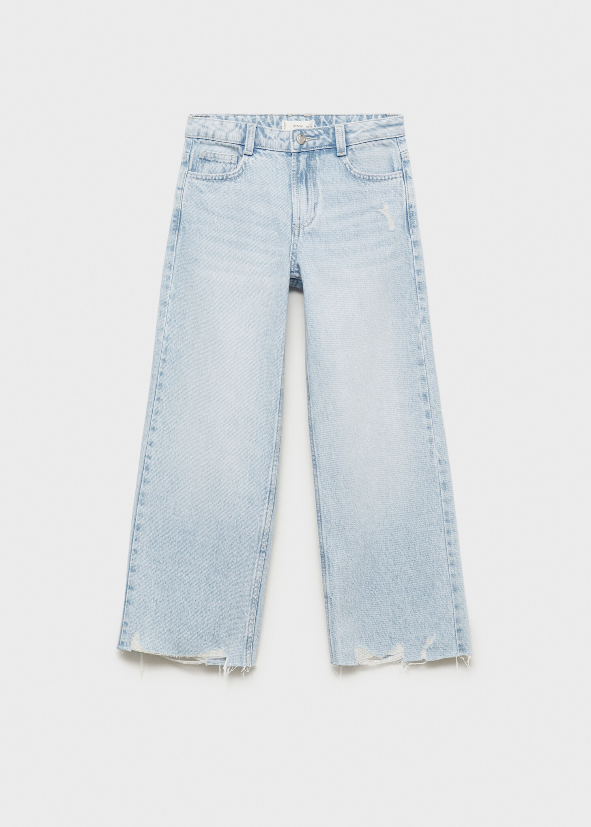 Wideleg low frayed hem jeans - Article without model, Light Blue. Ref: 87040618-00.