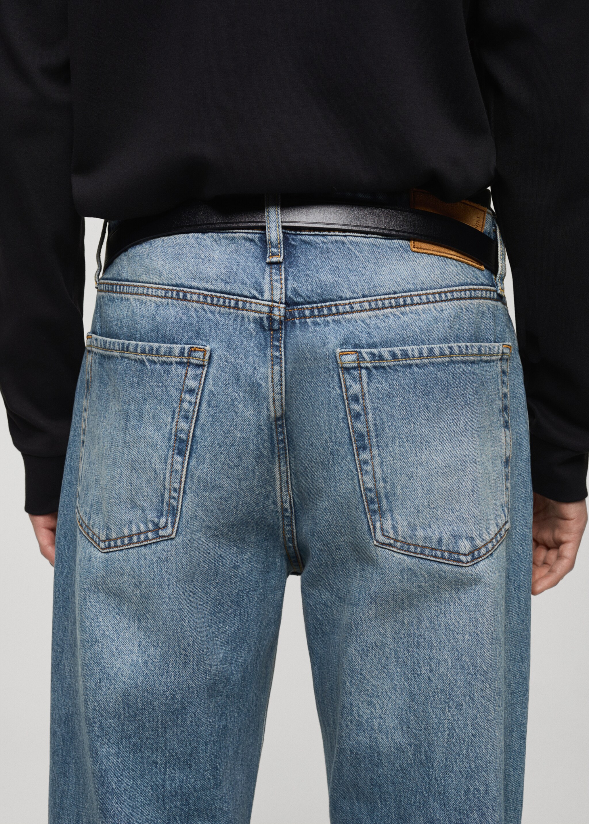 Moby straight-fit worn-effect jeans - Details of the article 6, Medium Blue. Ref: 87040619-00.