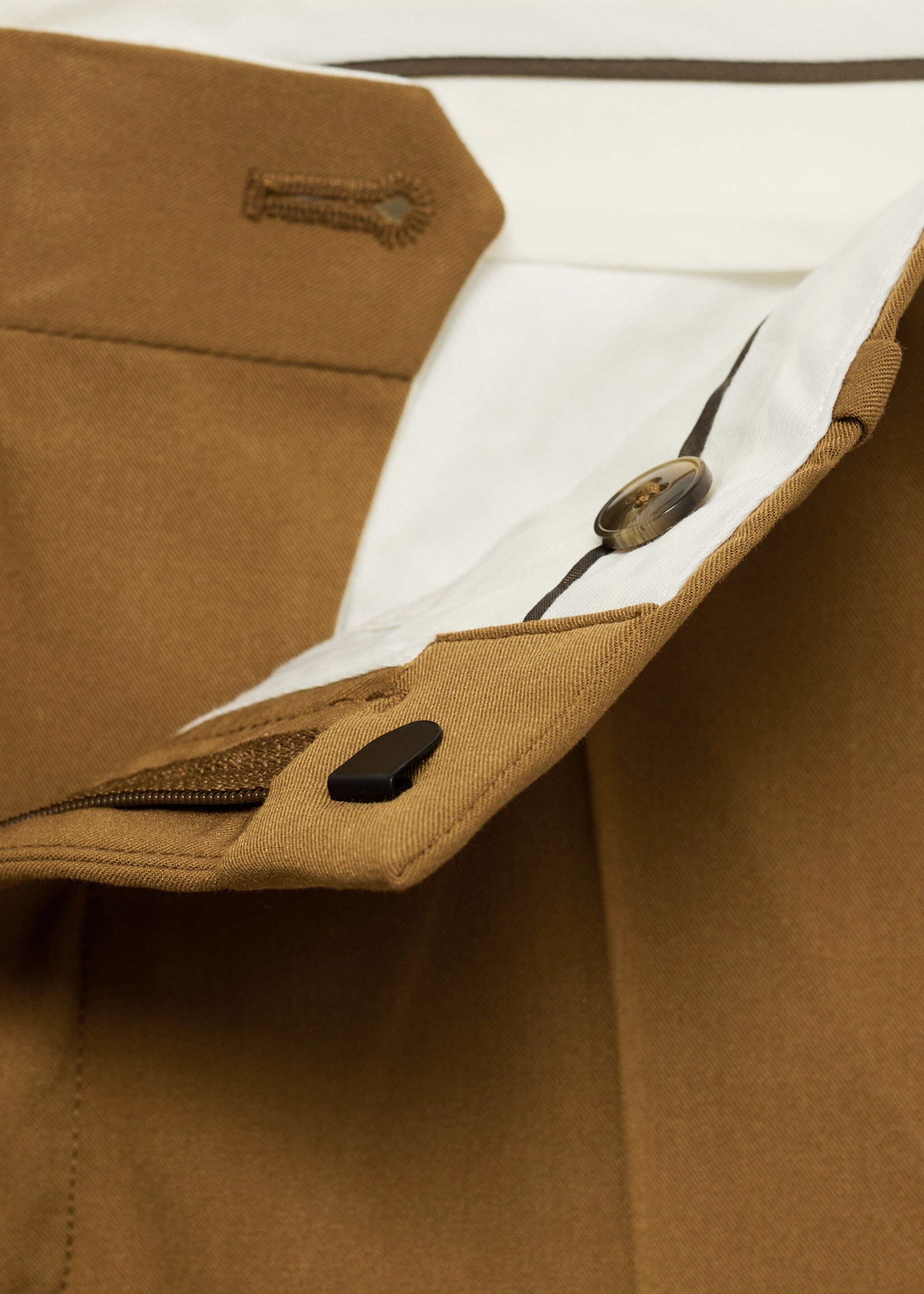 Stretch fabric super slim-fit suit trousers - Details of the article 0, Ochre. Ref: 87040624-00.