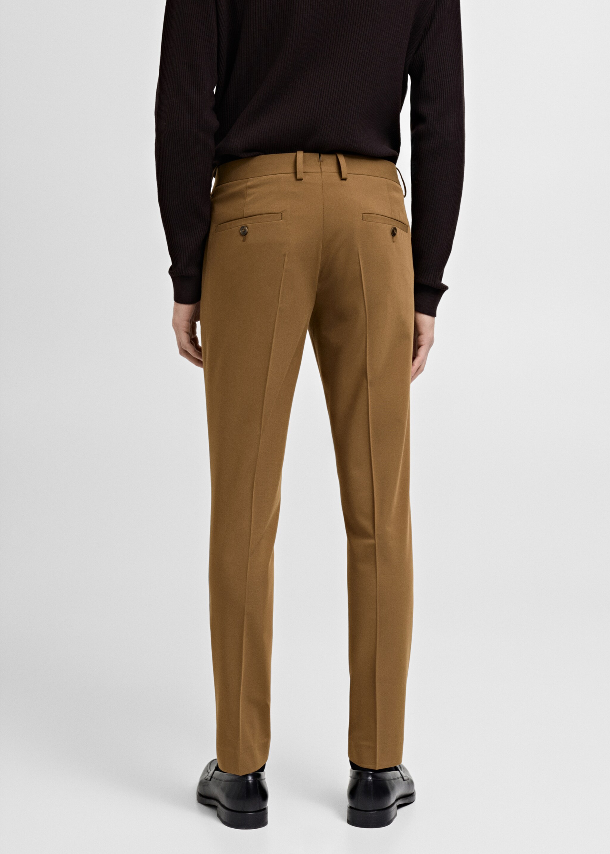 Stretch fabric super slim-fit suit trousers - Reverse of the article, Ochre. Ref: 87040624-00.