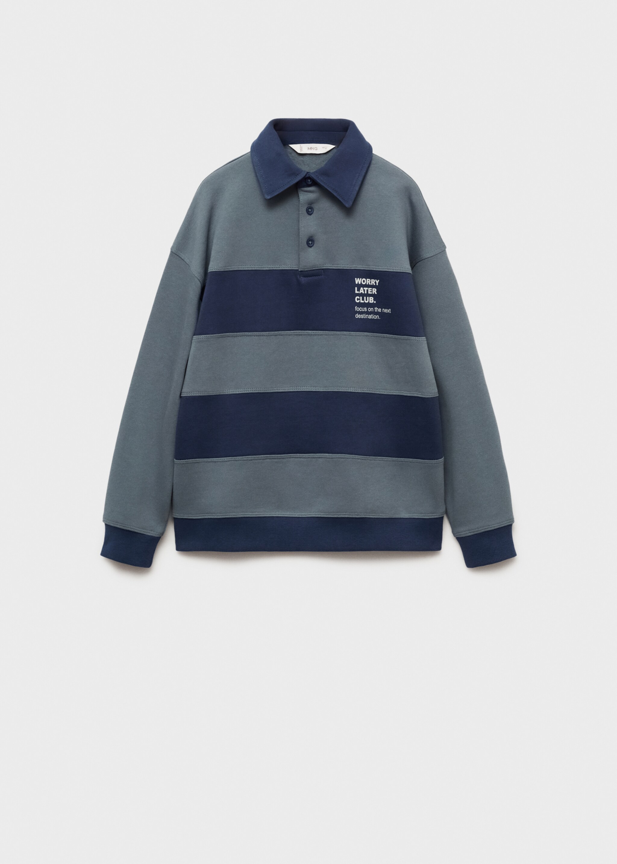 Striped polo sweatshirt - Article without model, Dark Navy. Ref: 87040634-00.