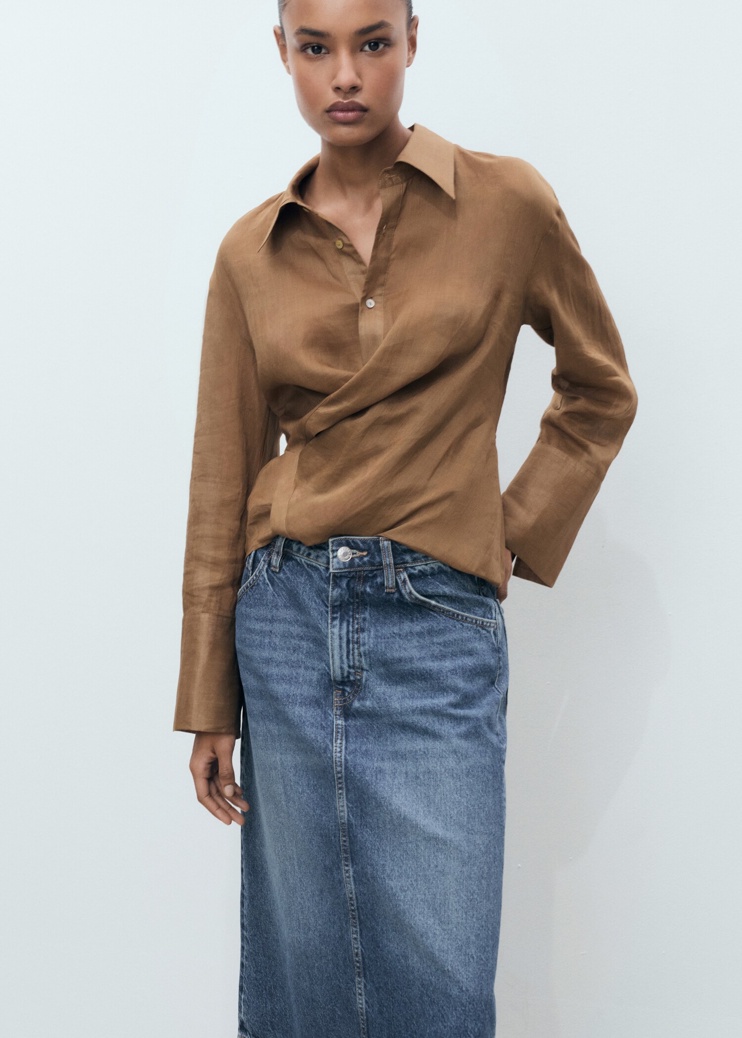 Denim midi-skirt - Details of the article 1