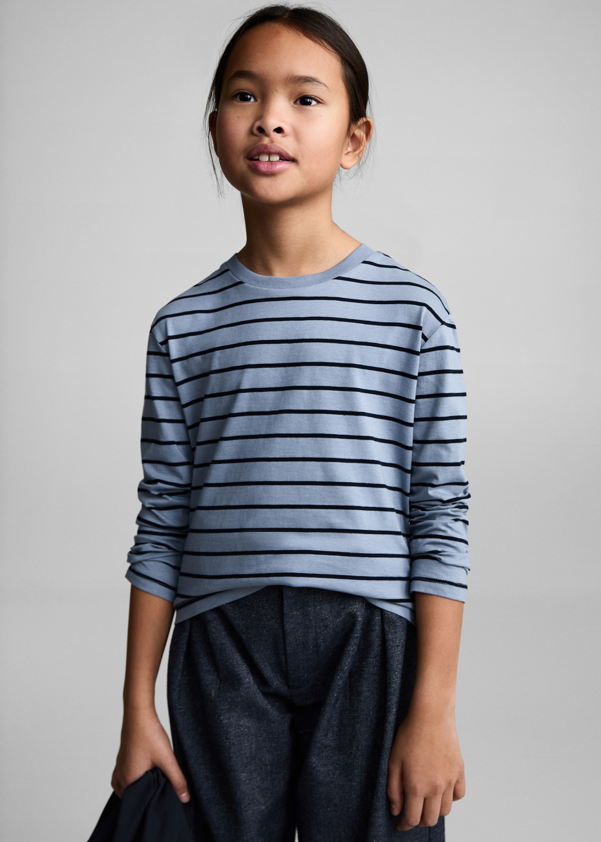 Maglietta cotone righe - Piano medio, Blu. Ref: 87040641-00.