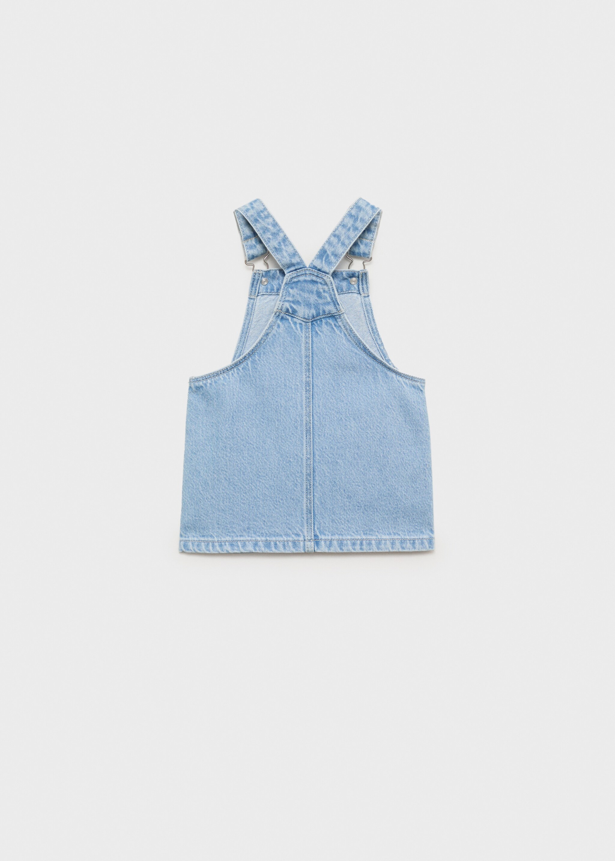 Kurzer Jeans-Latzrock - Rückseite des Artikels, Hellblau. Ref: 87041046-00.