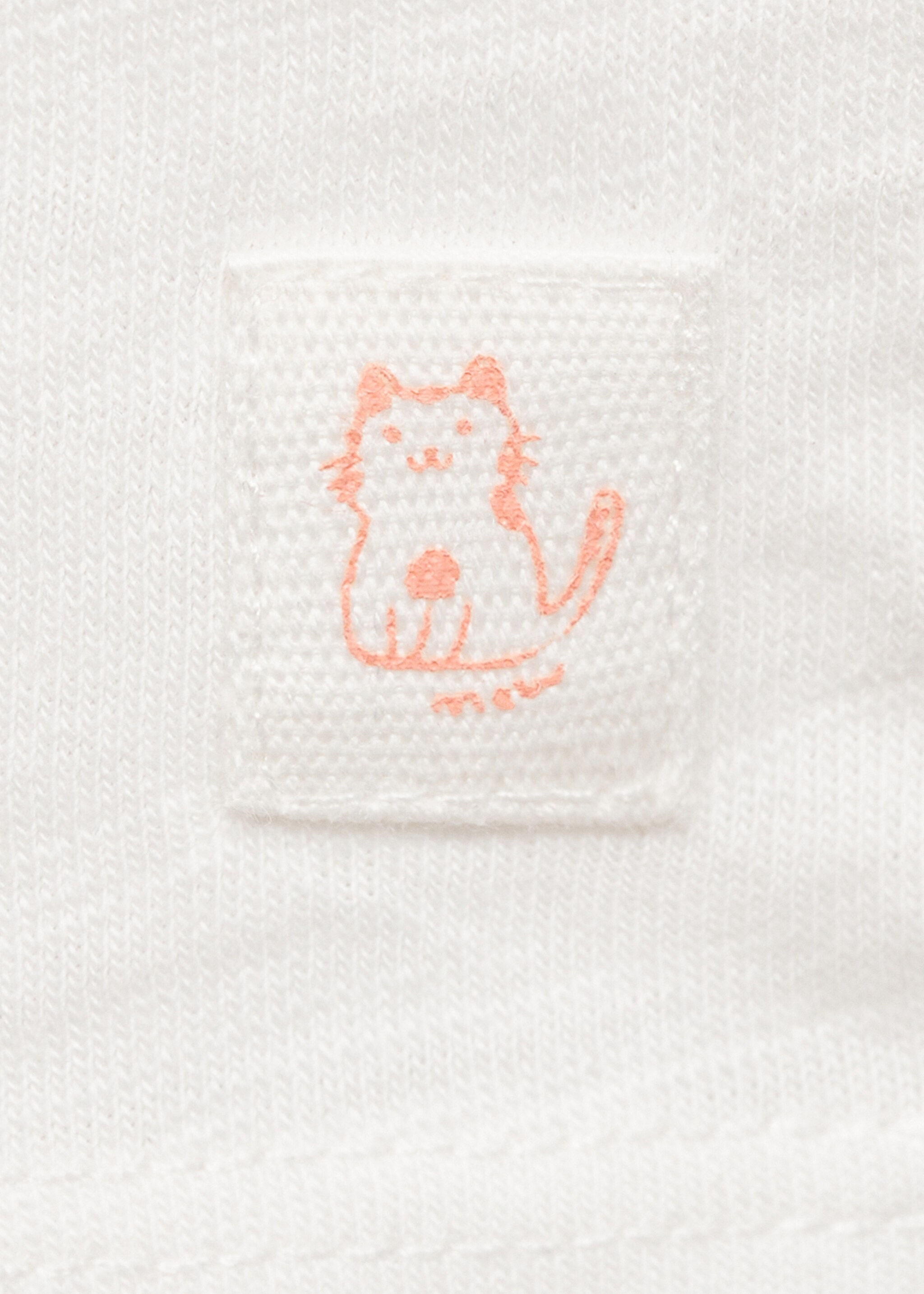 Baumwoll-T-Shirt mit Babydoll-Kragen - Detail des Artikels 0, Cremeweiß. Ref: 87041052-00.