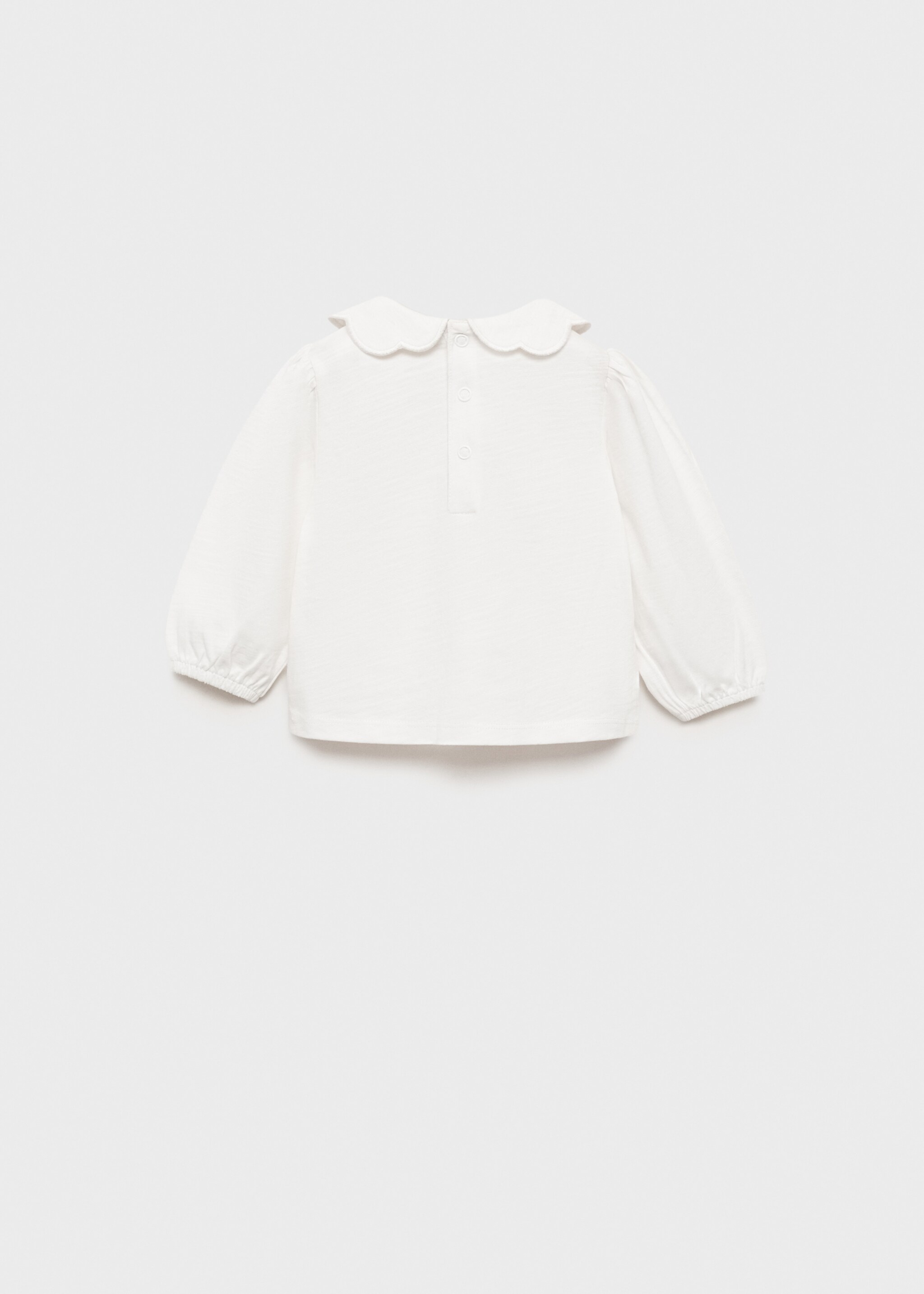 Baumwoll-T-Shirt mit Babydoll-Kragen - Rückseite des Artikels, Cremeweiß. Ref: 87041052-00.