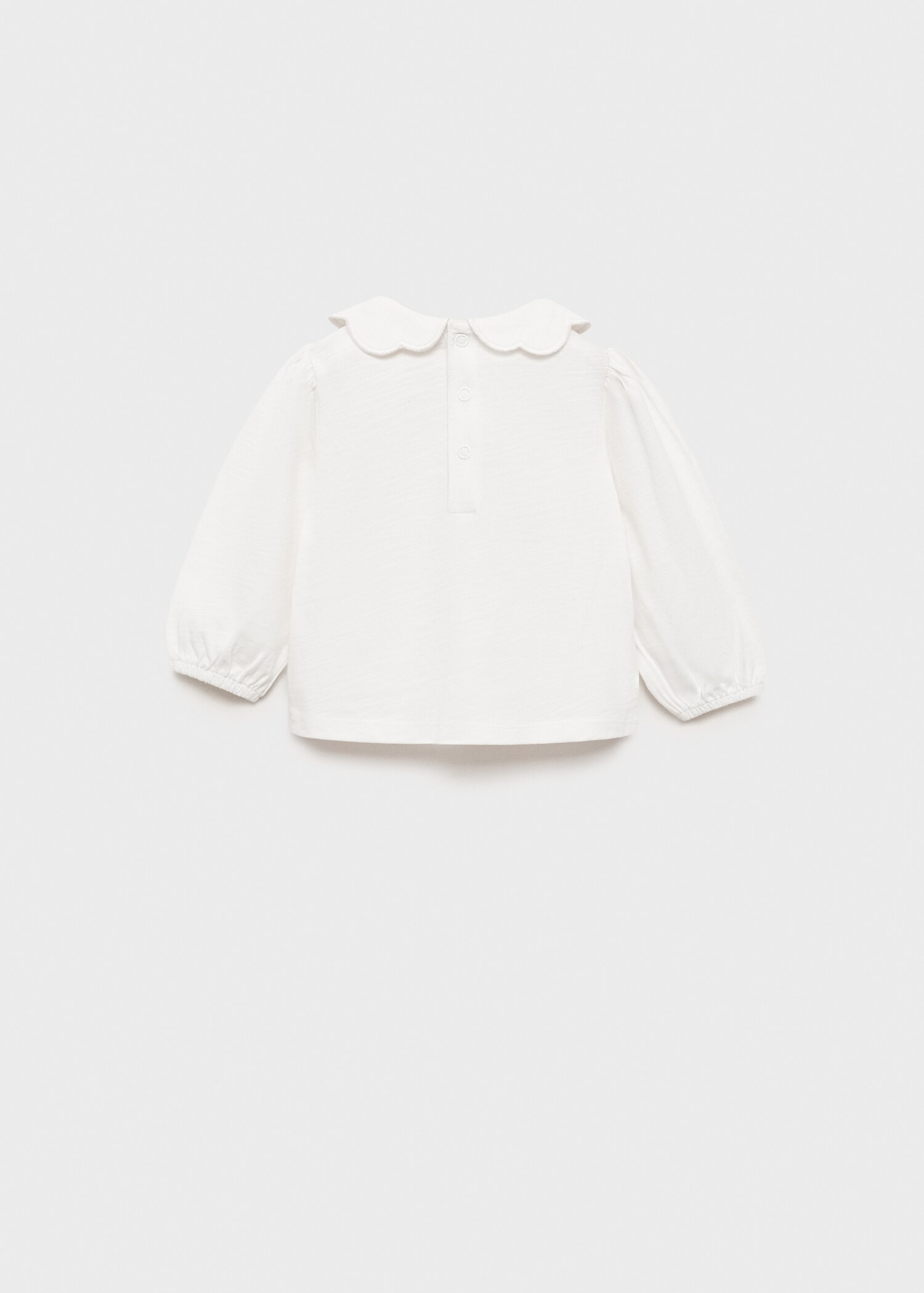 Baumwoll-T-Shirt mit Babydoll-Kragen - Rückseite des Artikels