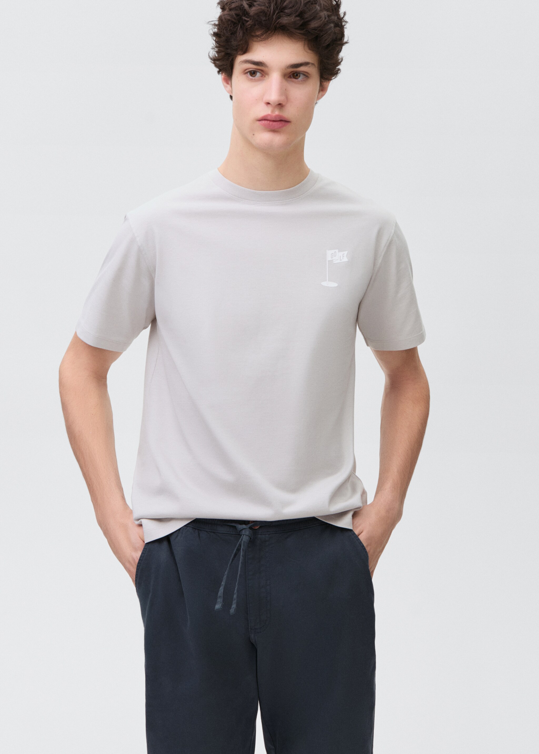 Jogger-Hose aus Baumwolle - Mittlere Ansicht, Dunkles Marineblau. Ref: 87041056-00.