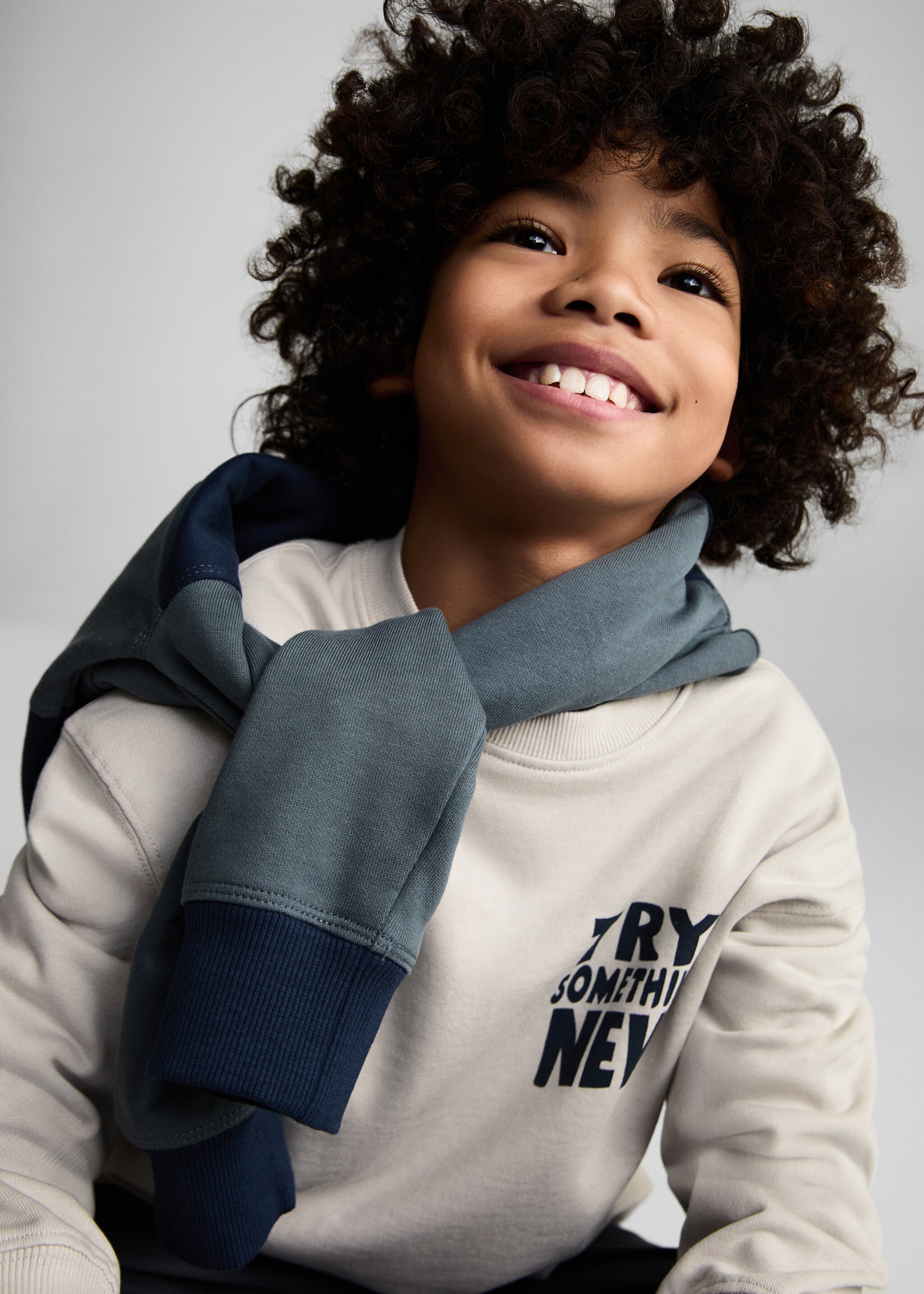 Printed cotton sweatshirt - Details of the article 1, Ice Grey. Ref: 87041512-00.