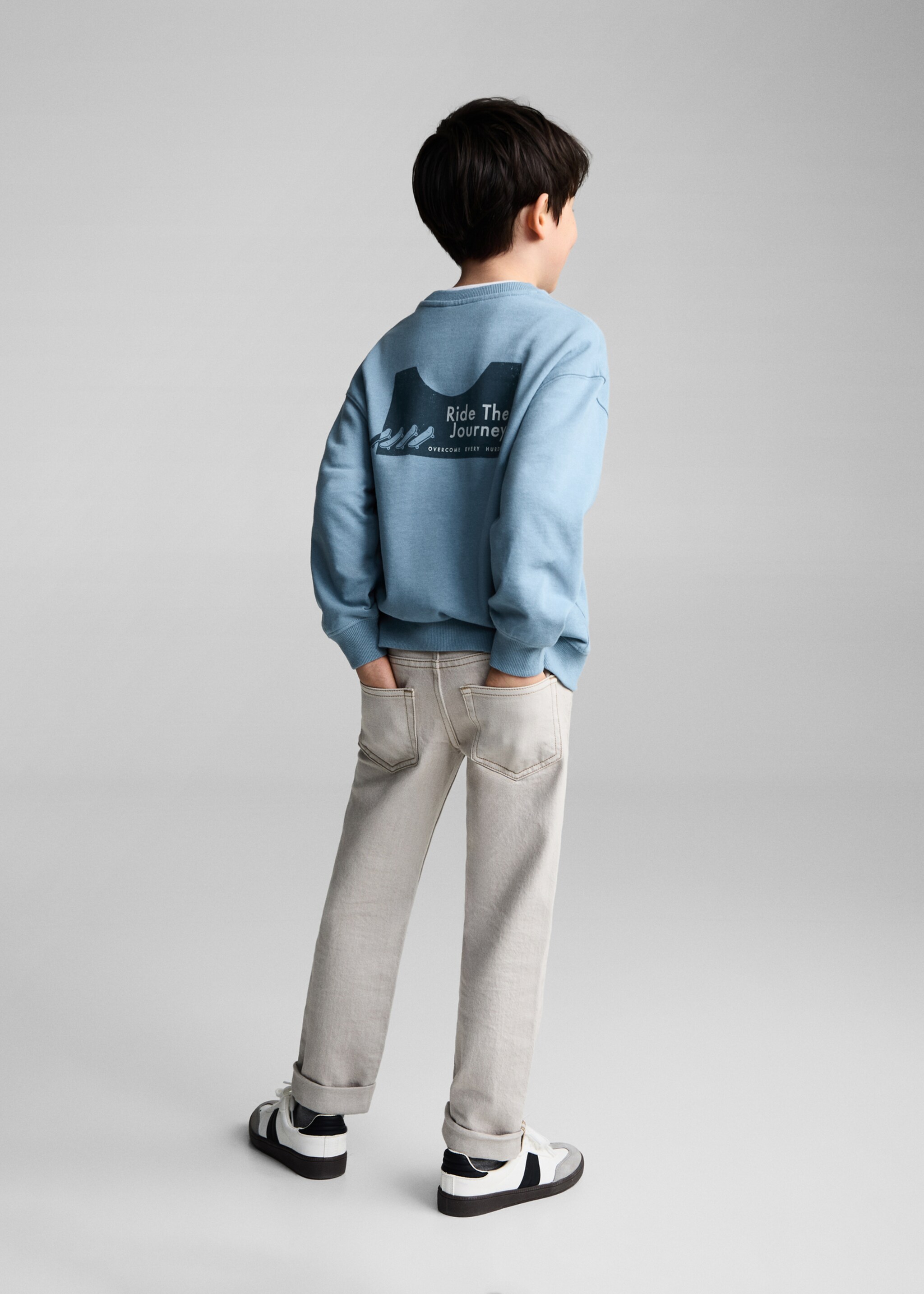 Printed cotton sweatshirt - Reverse of the article, Blue. Ref: 87041512-00.