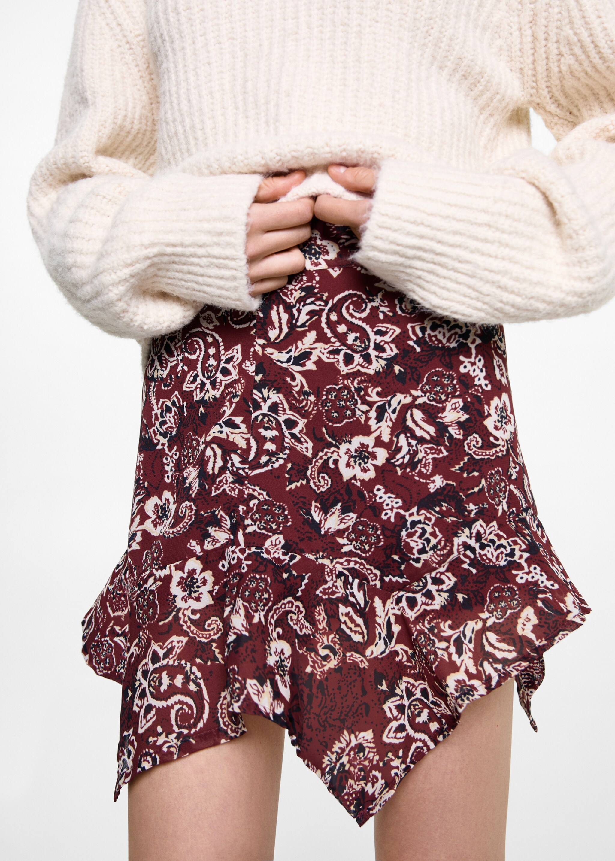 Asymmetrisches Printkleid - Detail des Artikels 6, Granatrot. Ref: 87041513-00.