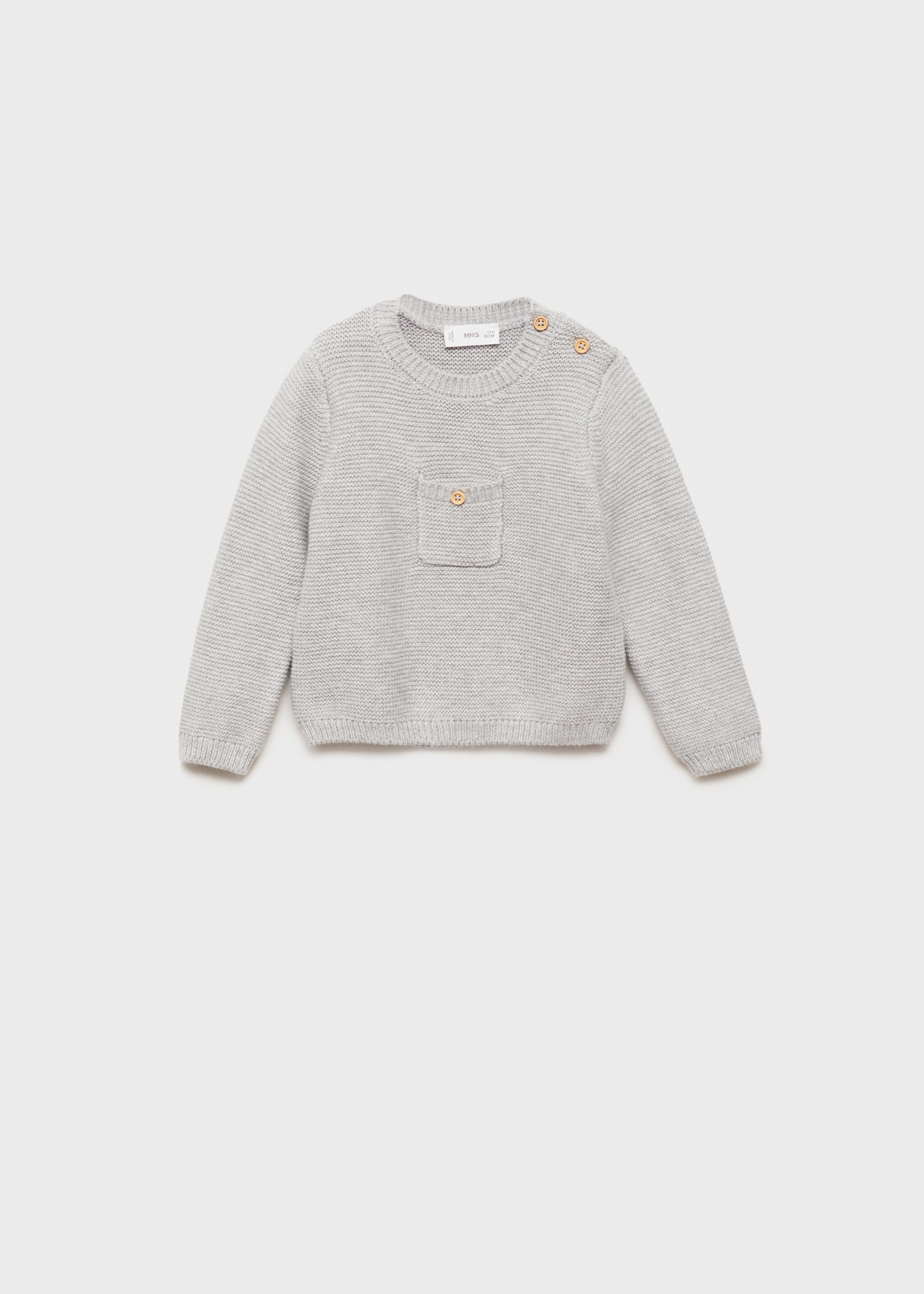 Knit pocket sweater - Article without model, Medium Heather Grey. Ref: 87041521-00.
