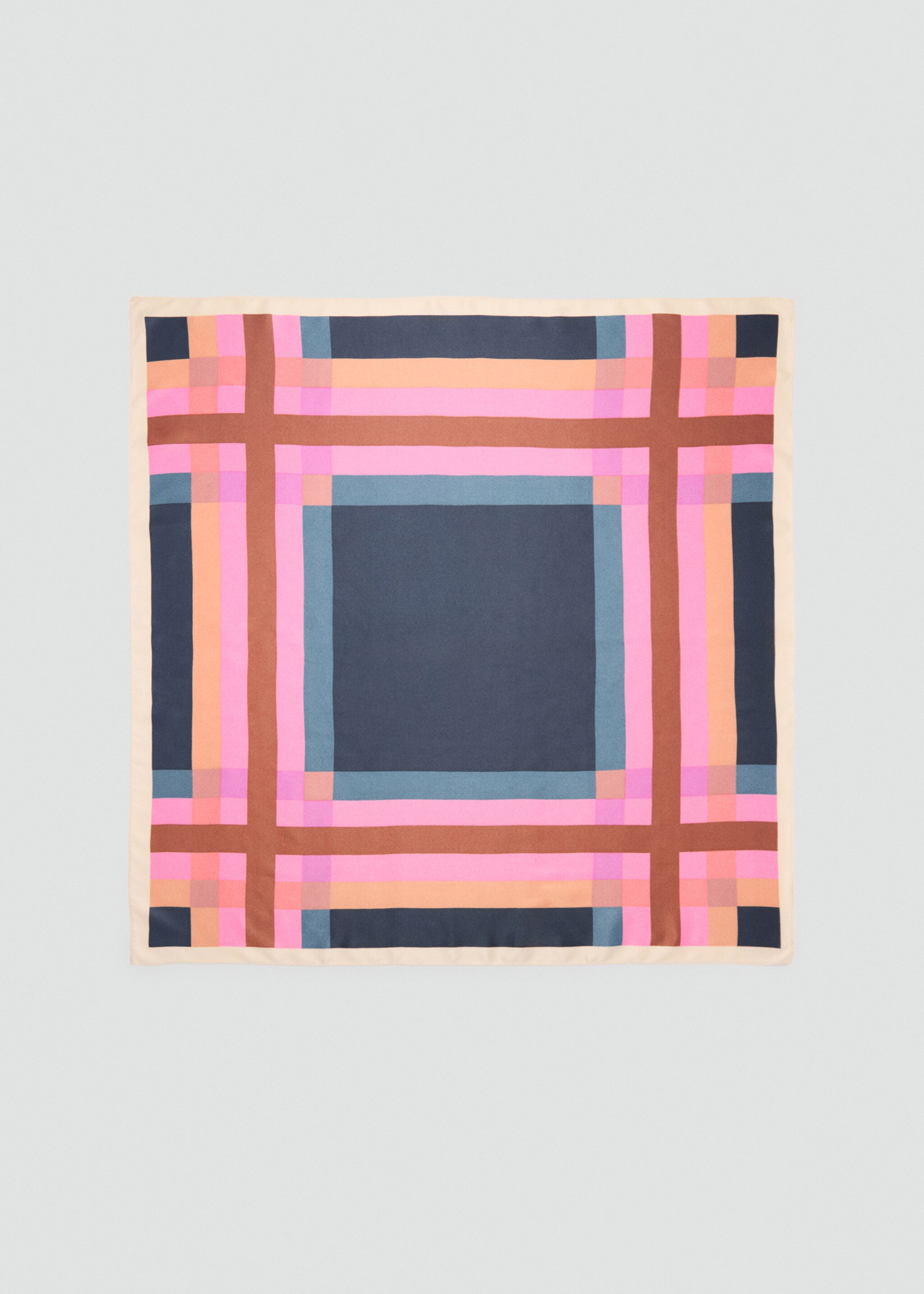 Satin check scarf - Article without model, Pink. Ref: 87042534-00.