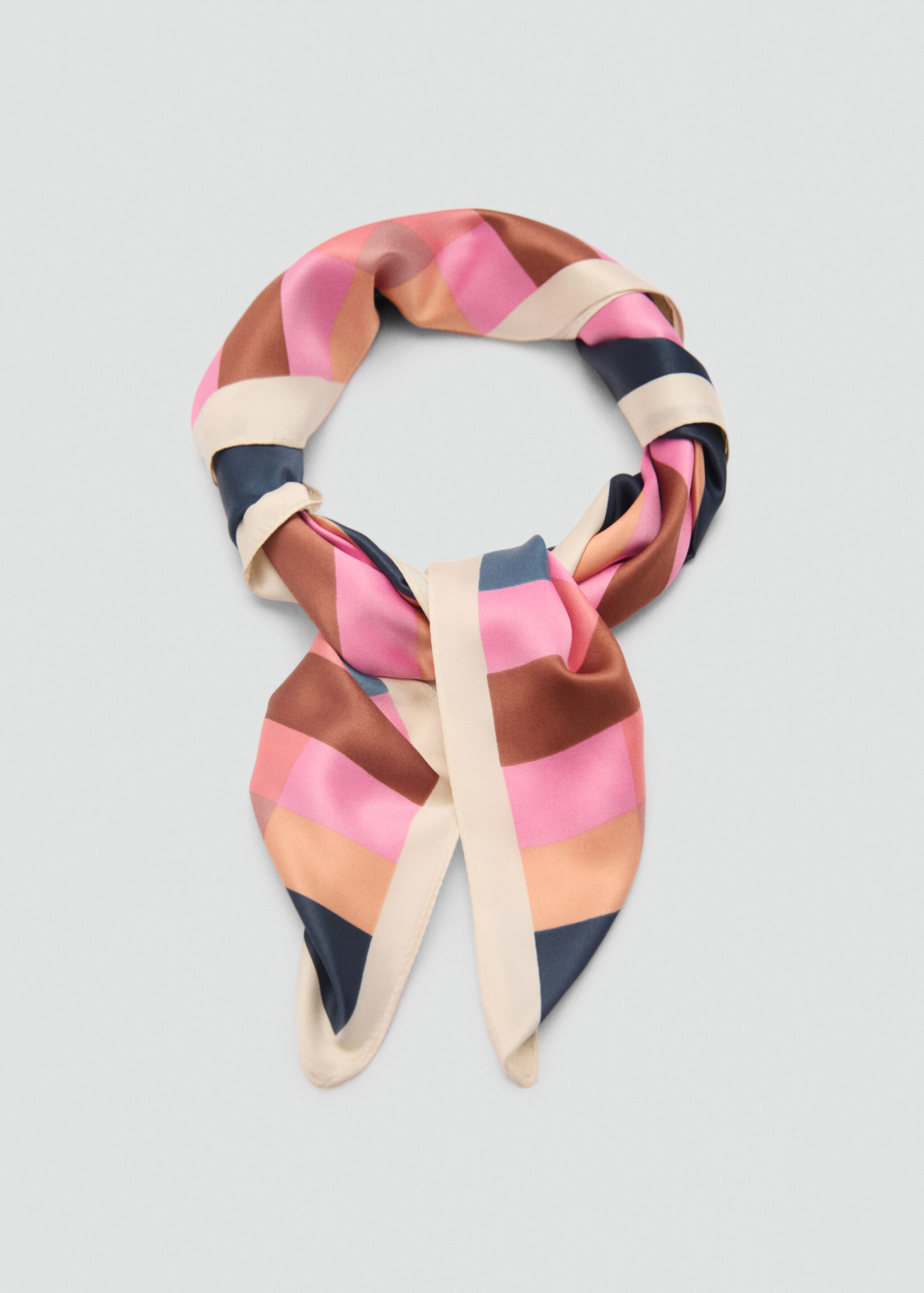 Satin check scarf - Details of the article 1, Pink. Ref: 87042534-00.