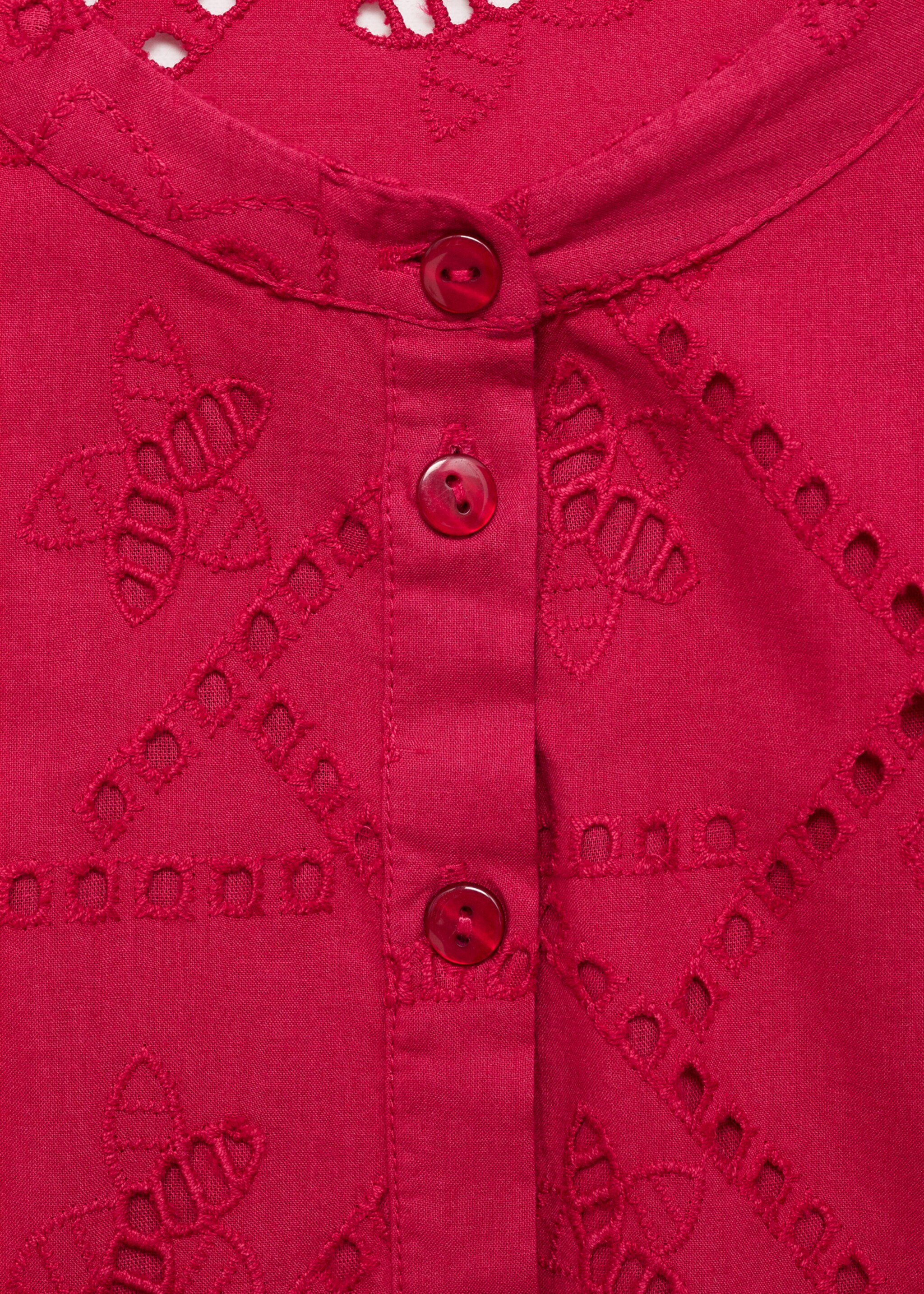 Klänning med volanger och genombrutet broderi - Detaljer om artikeln 8, Jordgubbe. Ref: 87042535-00.