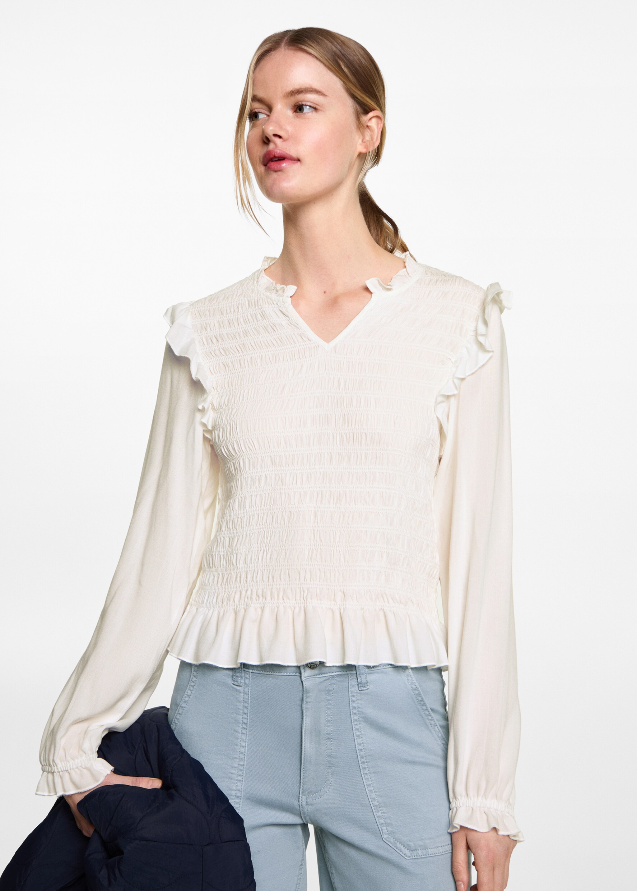 Brusa frunzida volants - Pla mig, Blanc trencat. Ref: 87042537-00.