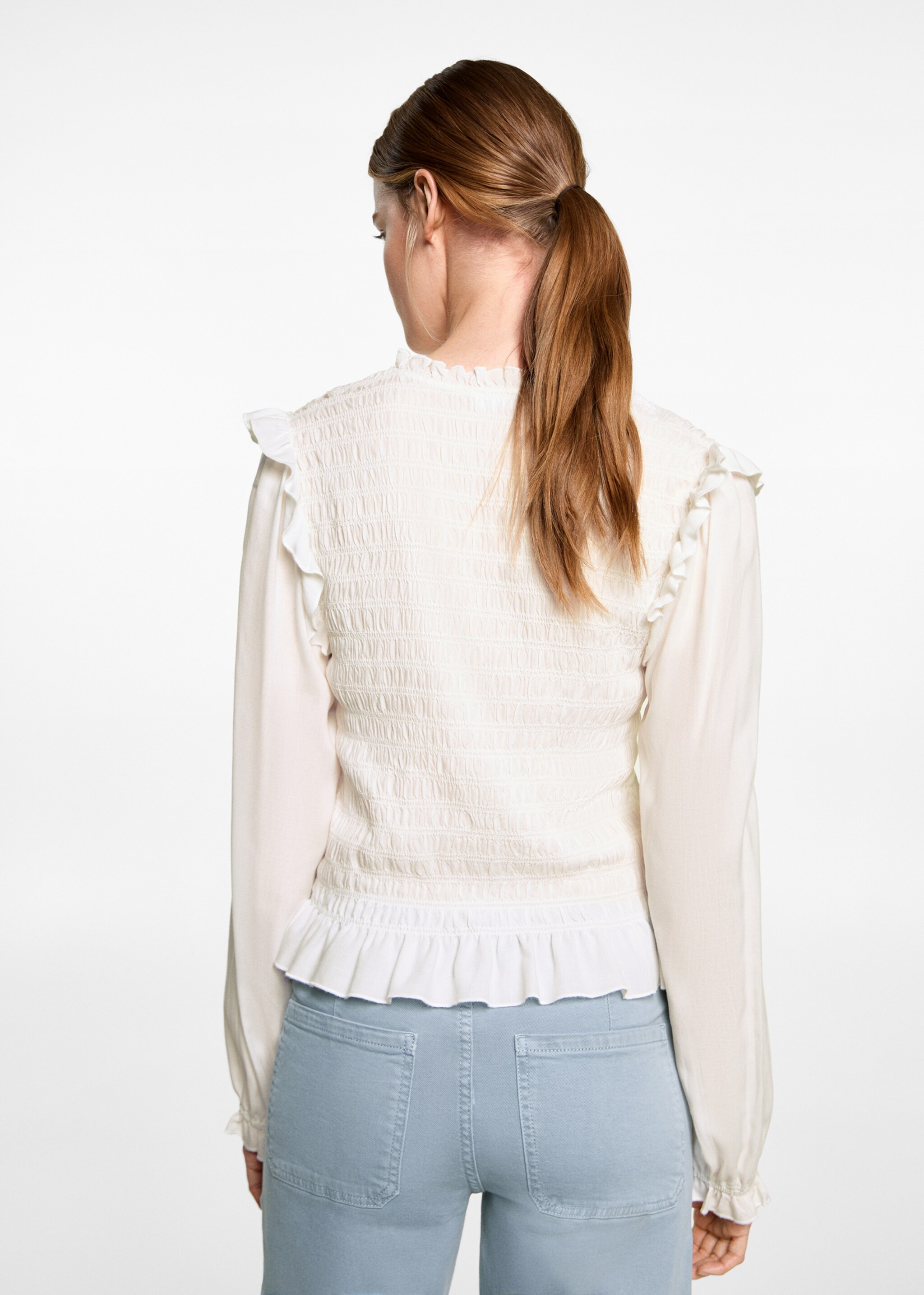 Brusa frunzida volants - Revers de l'article, Blanc trencat. Ref: 87042537-00.