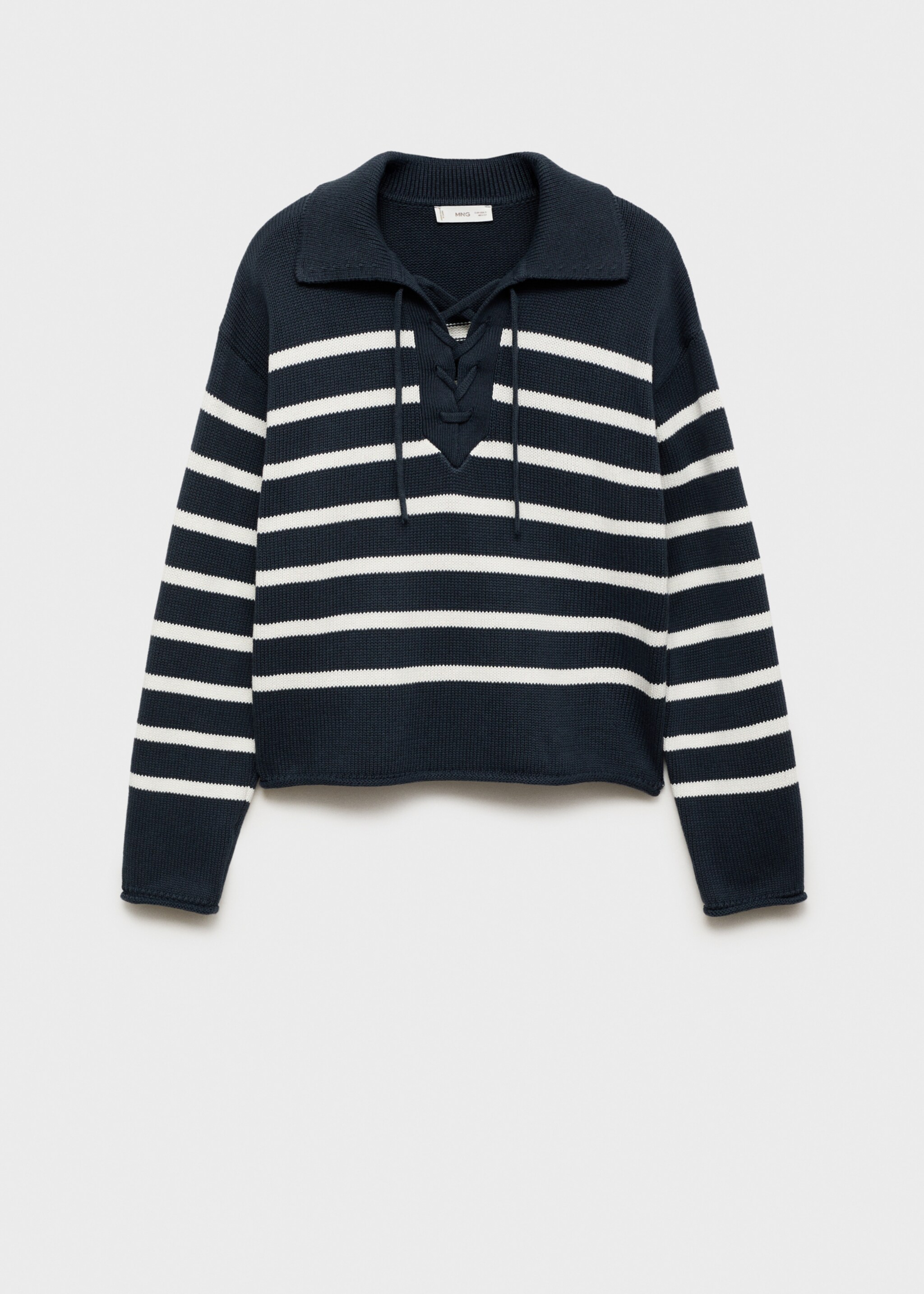 Striped polo-neck sweater - Article without model, Blue. Ref: 87042538-00.