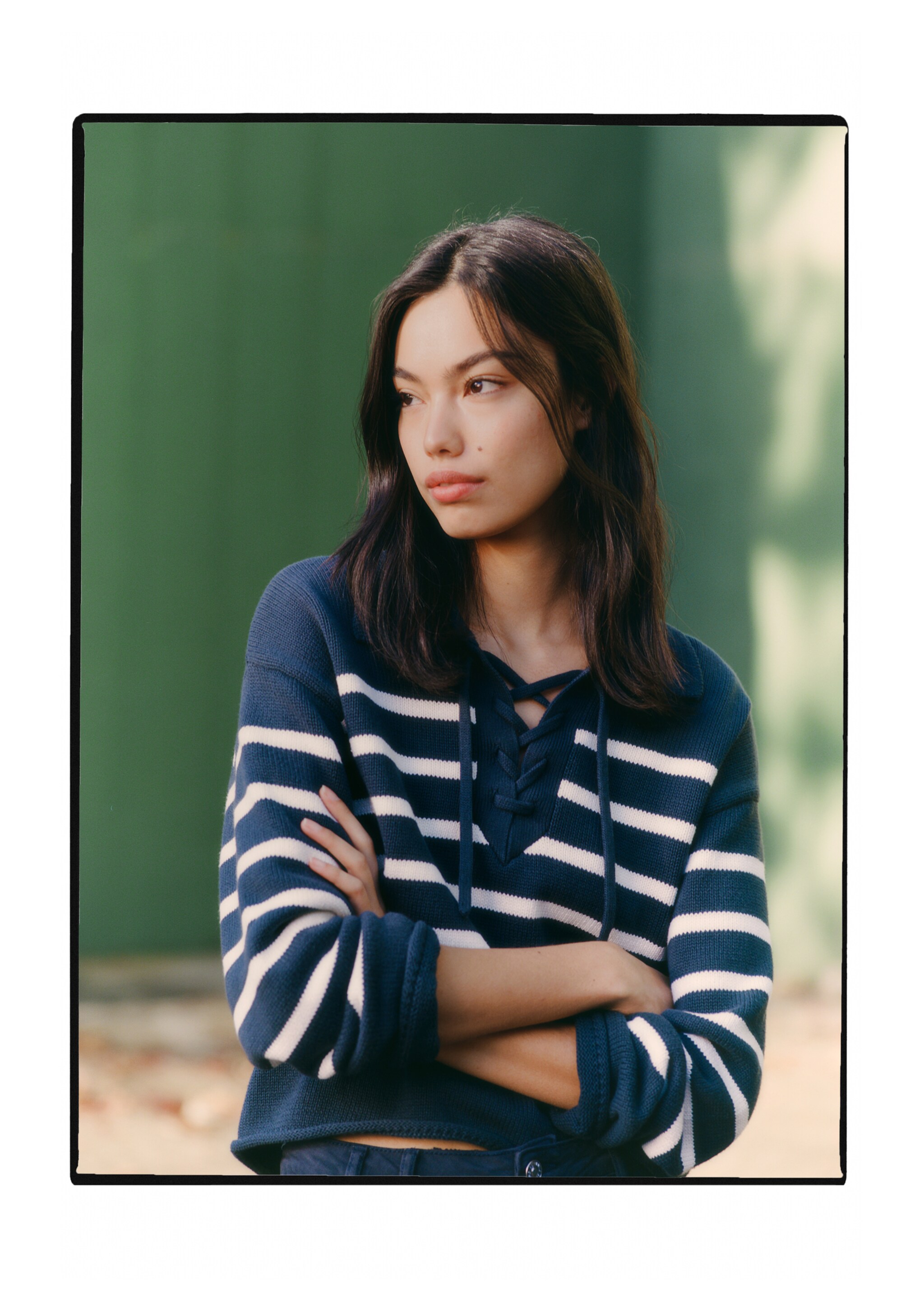Striped polo-neck sweater - Details of the article 5, Blue. Ref: 87042538-00.