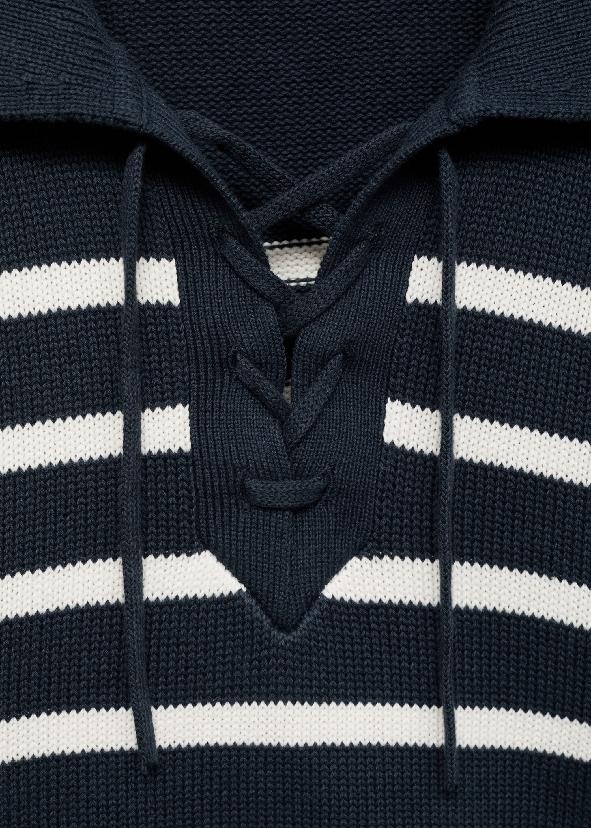 Striped polo-neck sweater - Details of the article 8, Blue. Ref: 87042538-00.