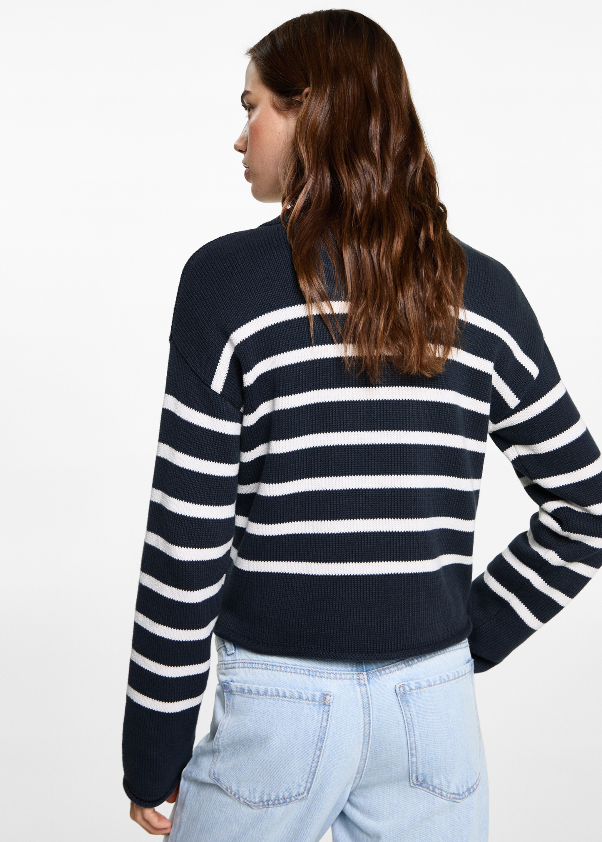 Striped polo-neck sweater - Reverse of the article, Blue. Ref: 87042538-00.