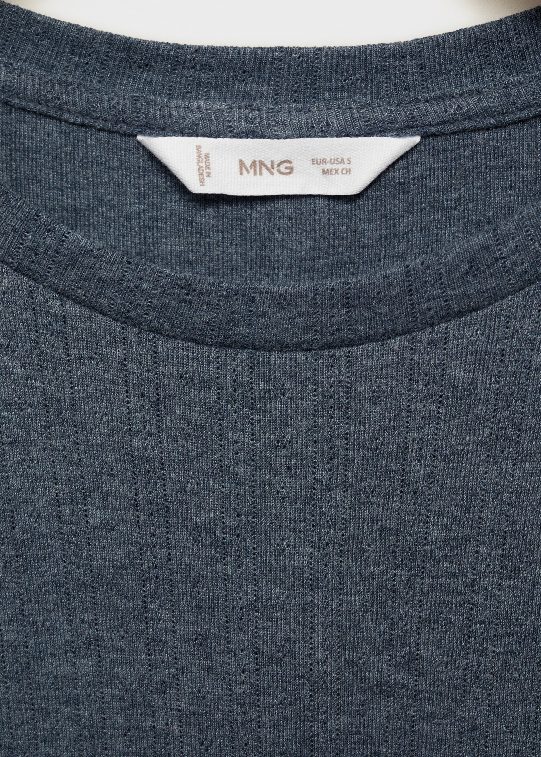 Sleeve detail t-shirt - Details of the article 8, Blue. Ref: 87042539-00.