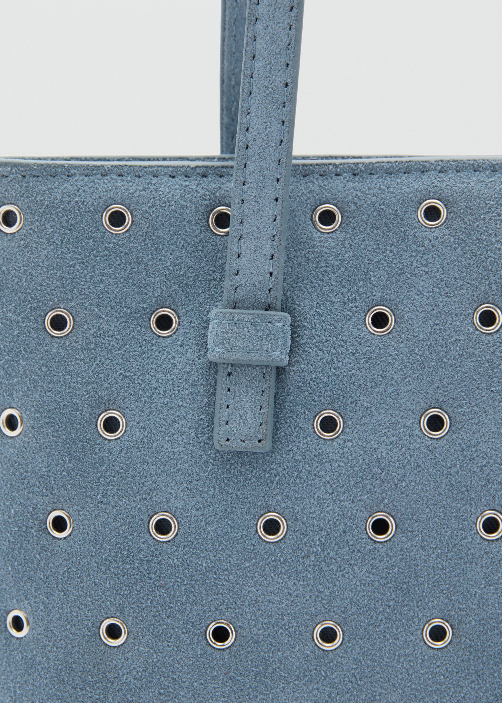 Die-cut leather shoulder bag - Details of the article 2, Blue. Ref: 87042541-00.