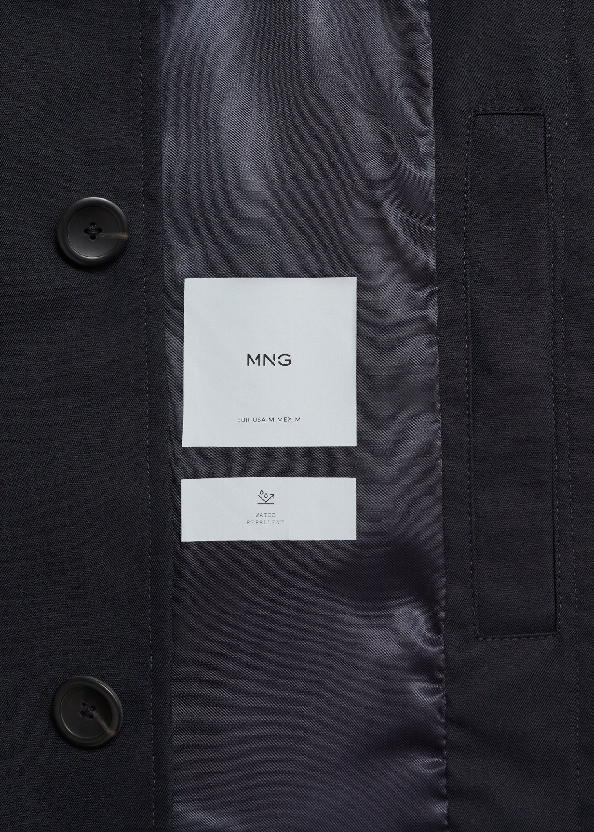 Classic water-repellent trench coat - Details of the article 8, Dark Navy. Ref: 87042888-00.