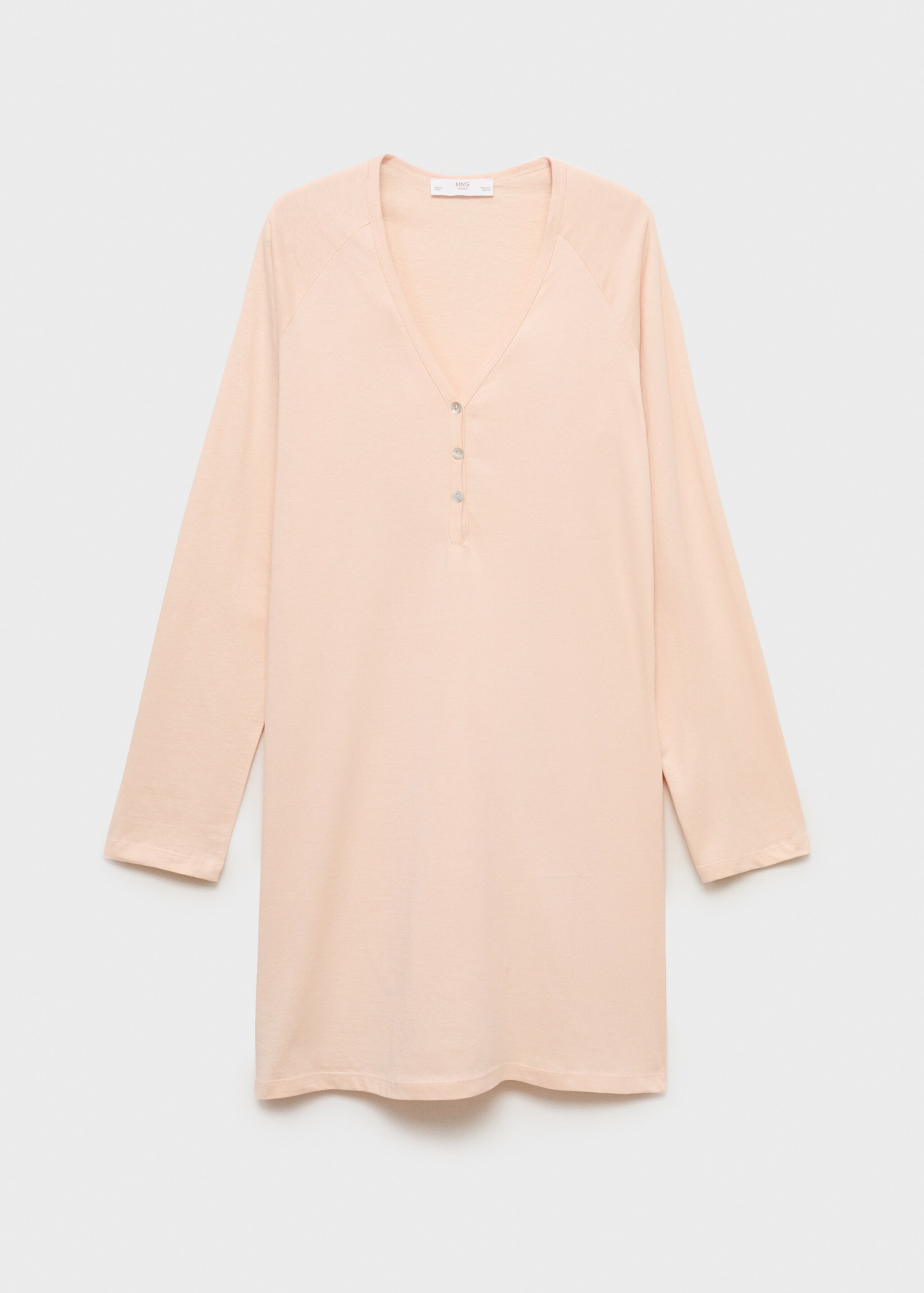 Katoenen nachtjapon met V-hals - Artikel zonder model, Zalm. Ref: 87042901-00.