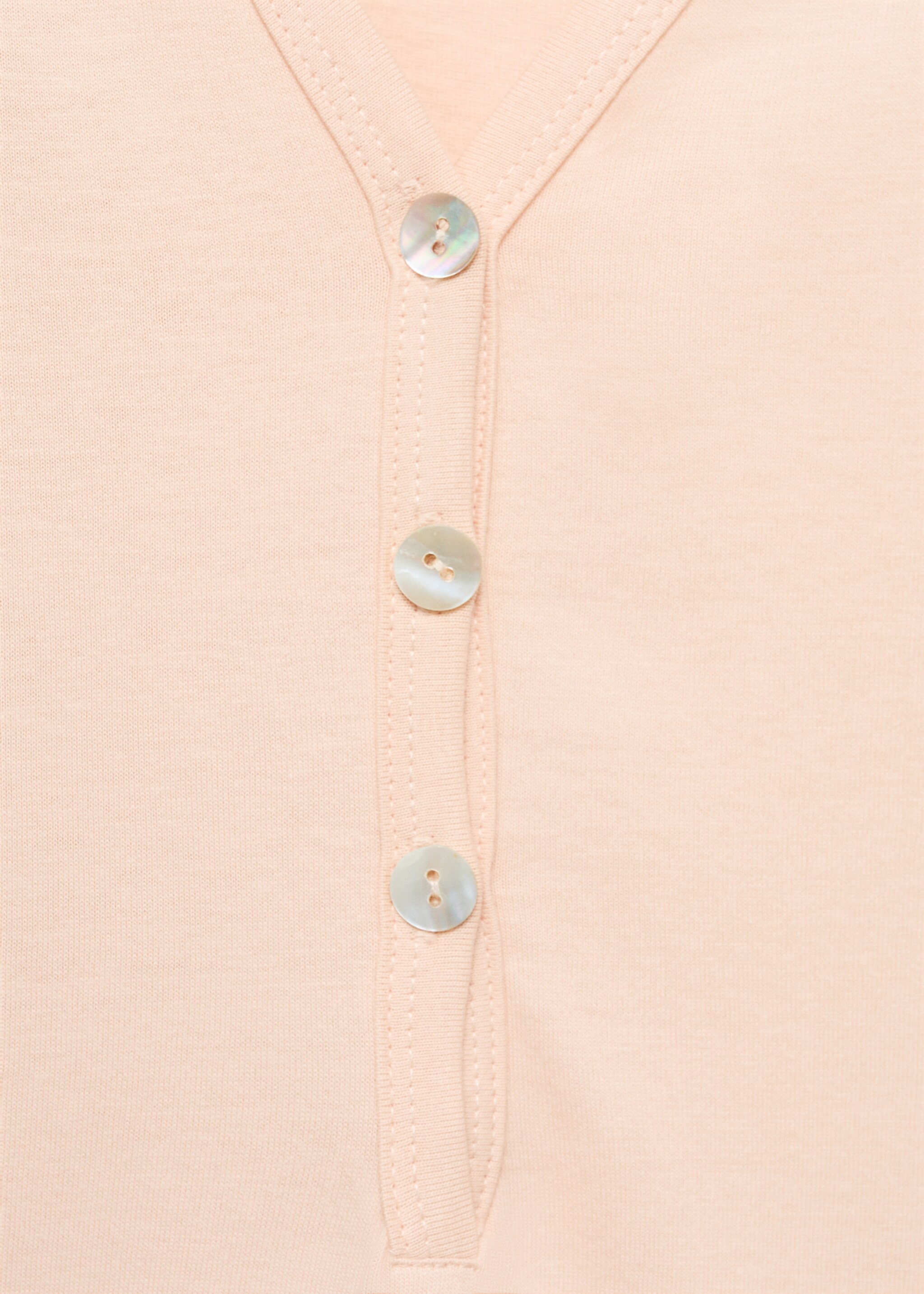 Katoenen nachtjapon met V-hals - Detail van het artikel 8, Zalm. Ref: 87042901-00.