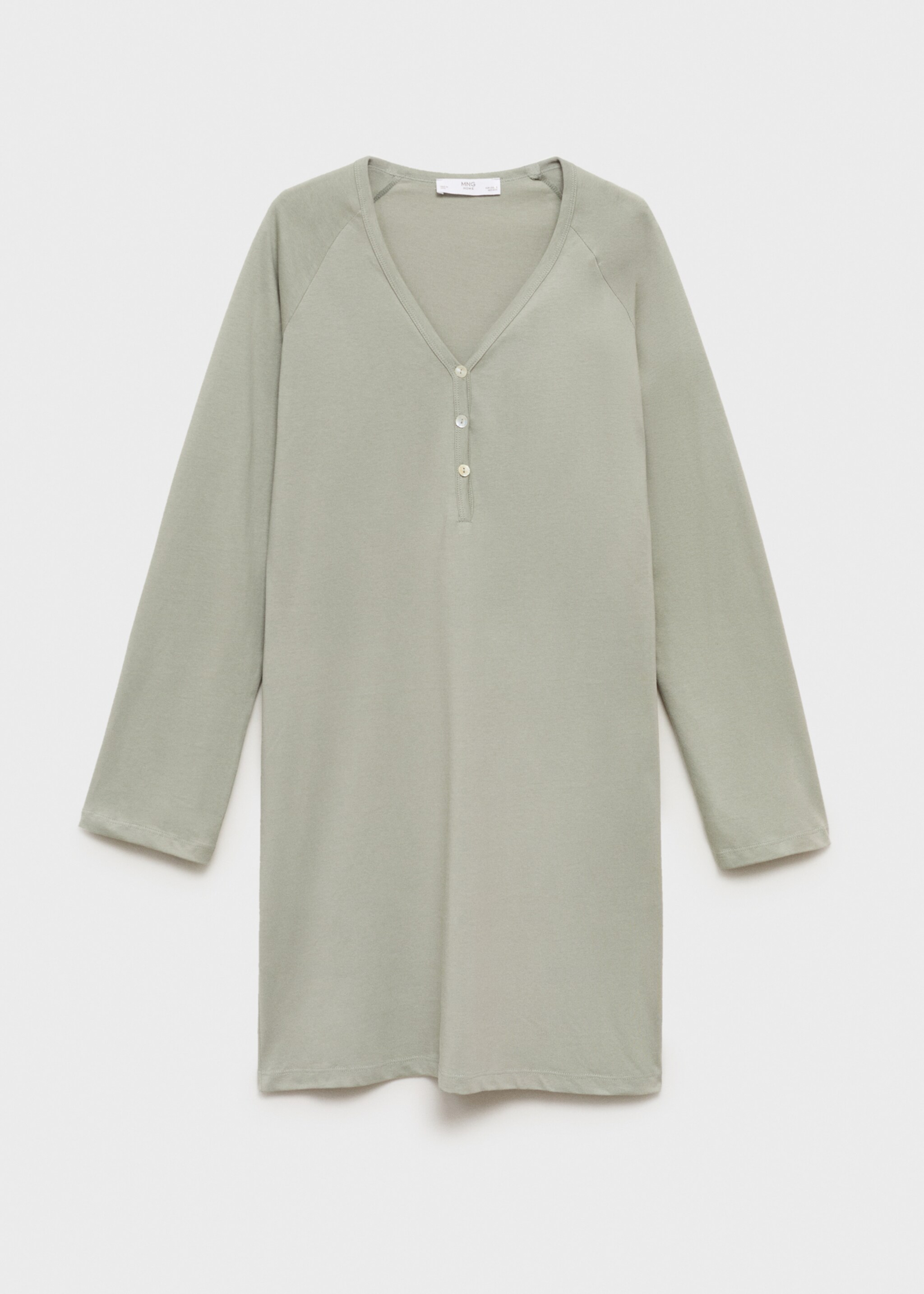 Cotton V-neck nightgown - Article without model, Aqua Green. Ref: 87042901-00.