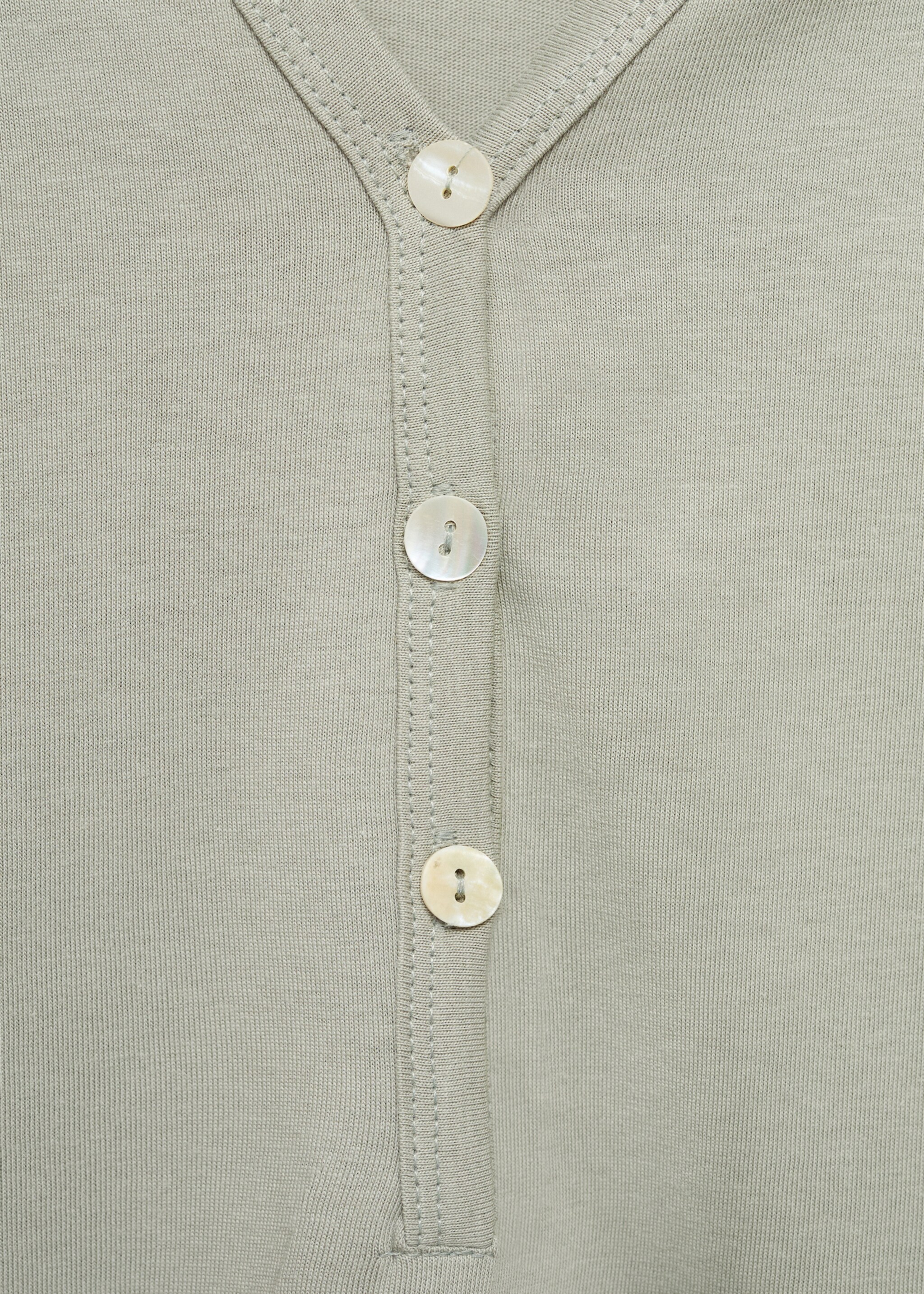 Cotton V-neck nightgown - Details of the article 8, Aqua Green. Ref: 87042901-00.