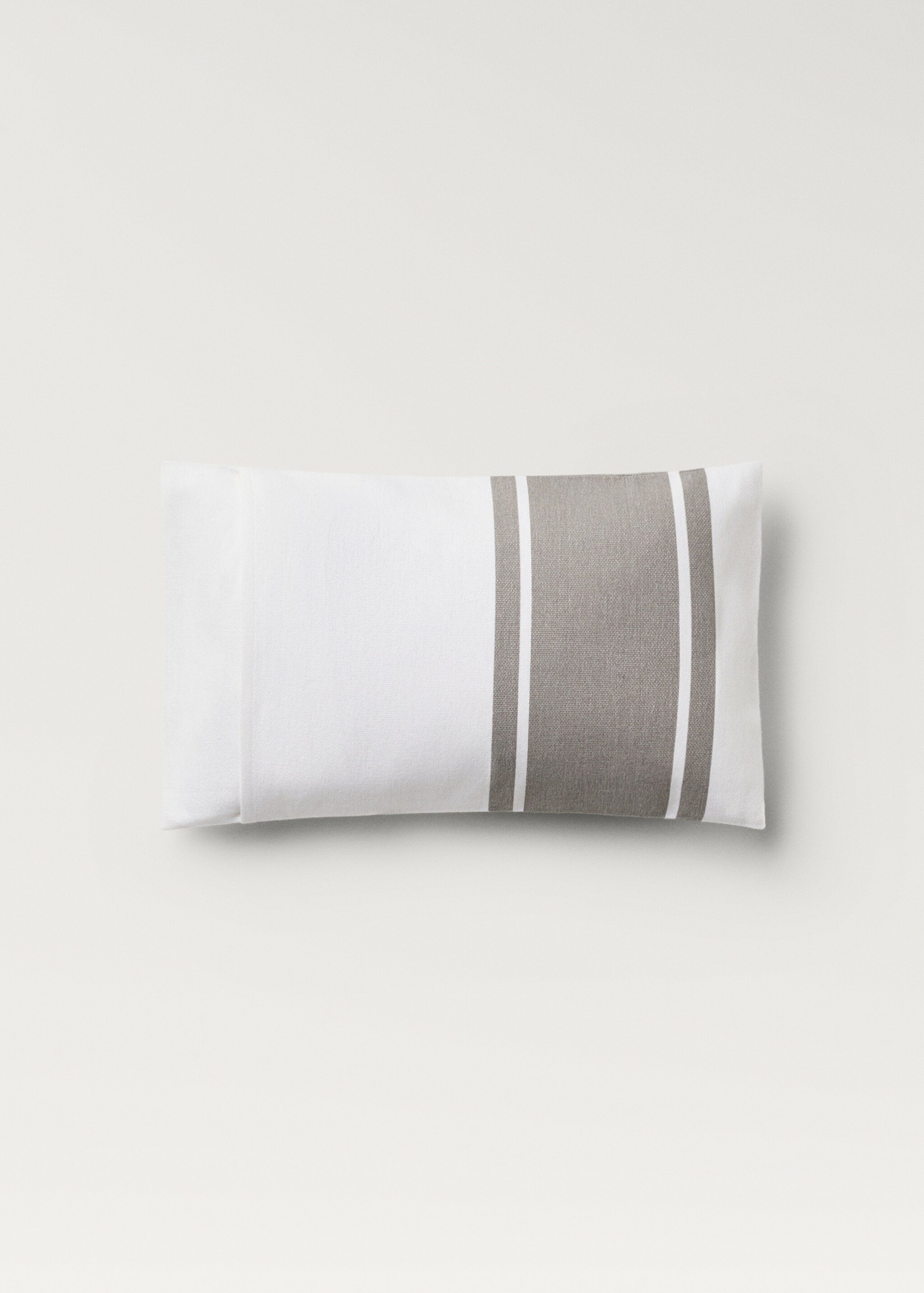 Cotton wide-striped cushion cover 30x50 cm - Details of the article 1, Light/Pastel Grey. Ref: 87042911-00.