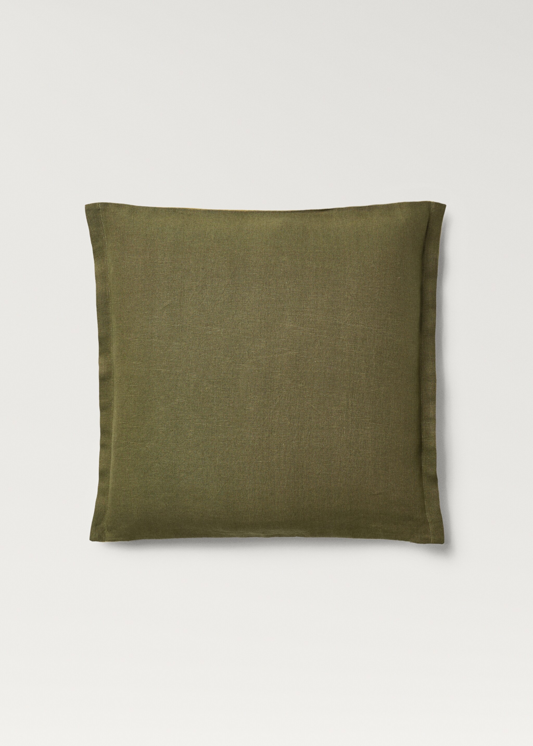 Bicolour linen cushion cover 60x60 cm - Article without model, Lime. Ref: 87042919-00.