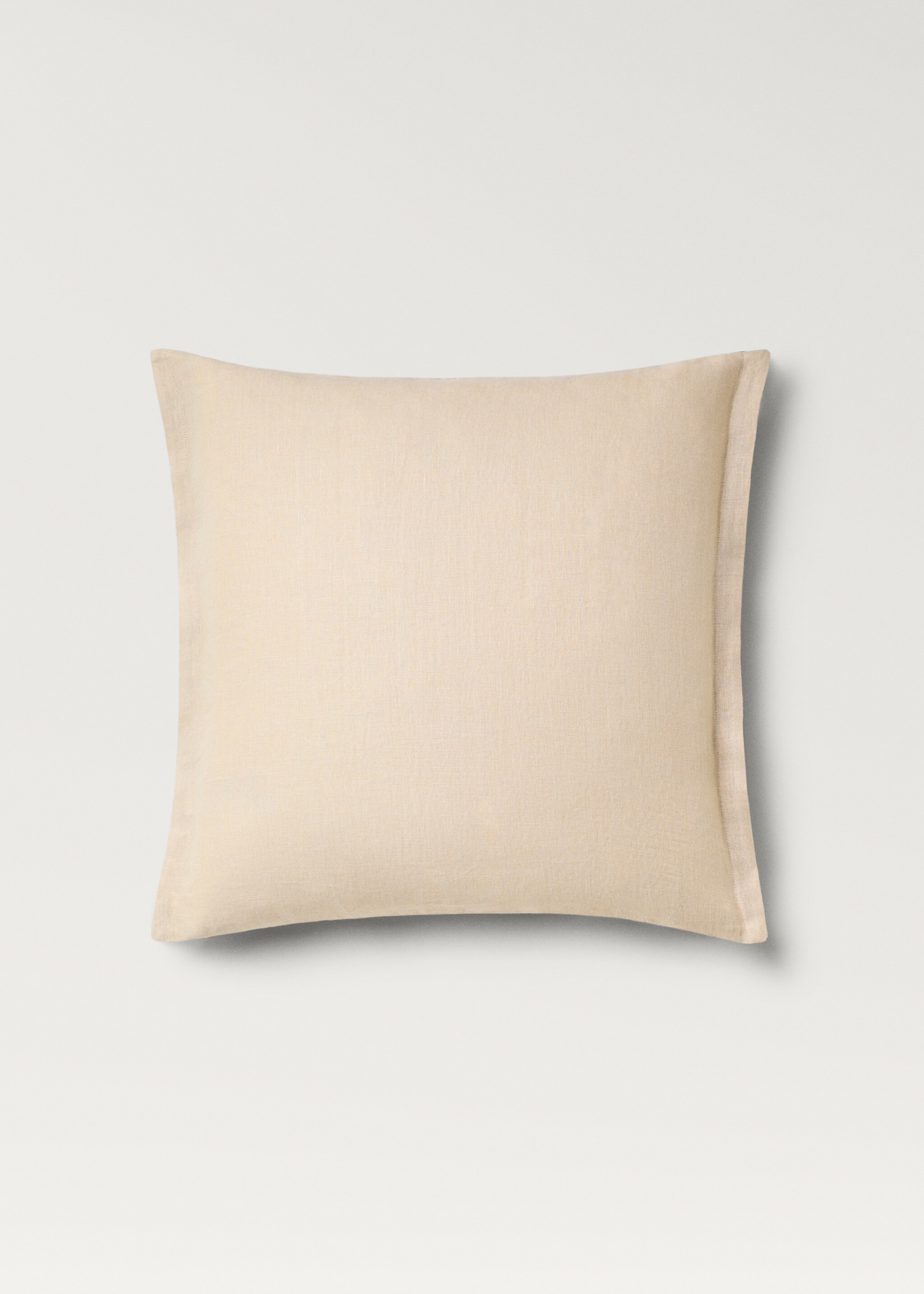Bicolour linen cushion cover 60x60 cm - Details of the article 1, Orange. Ref: 87042919-00.