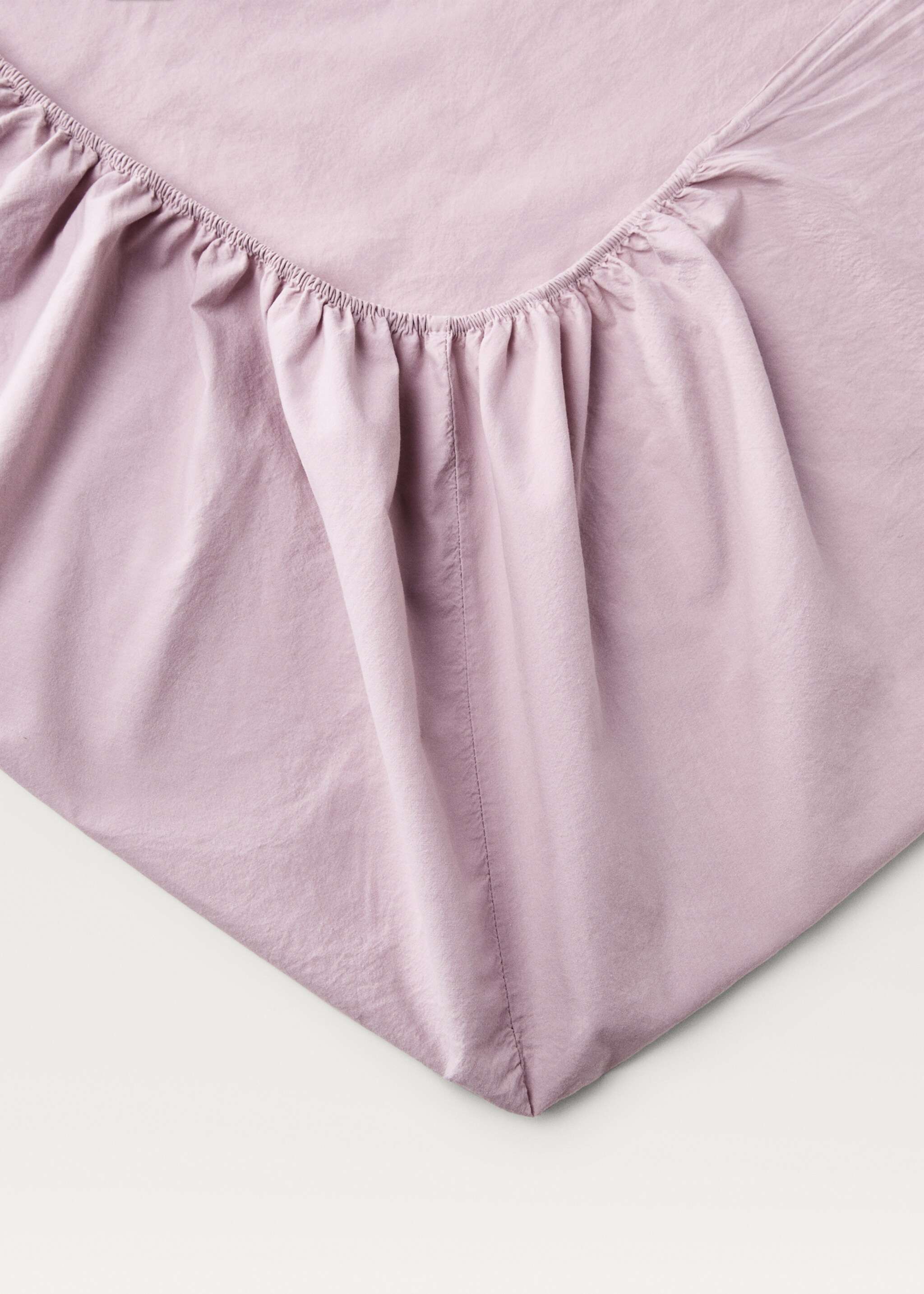 Washed cotton fitted sheet for 150 cm bed - Details of the article 1, Light Pink. Ref: 87042930-00.