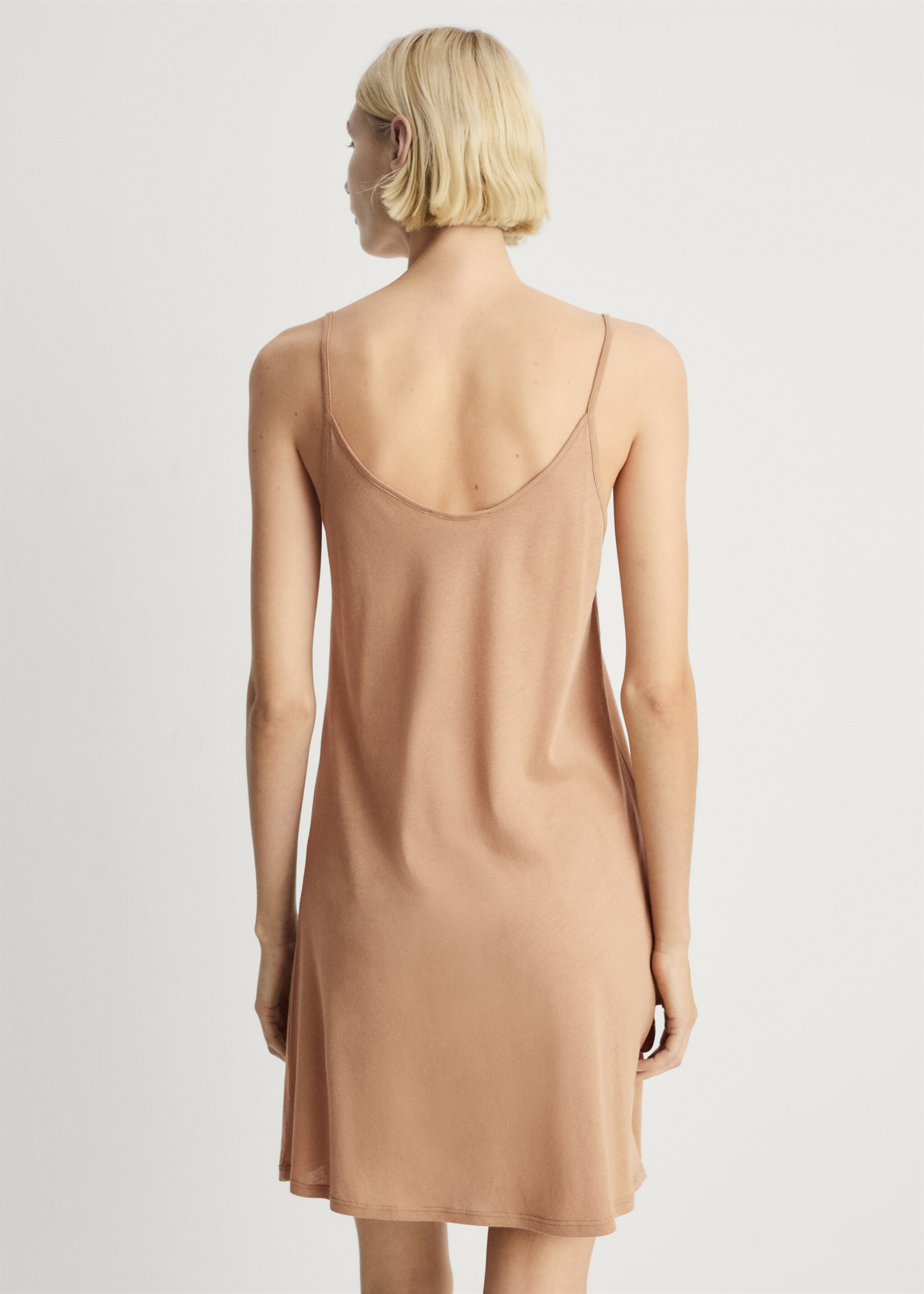 Cotton nightdress with lace trim - Reverse of the article, Medium Brown. Ref: 87042939-00.