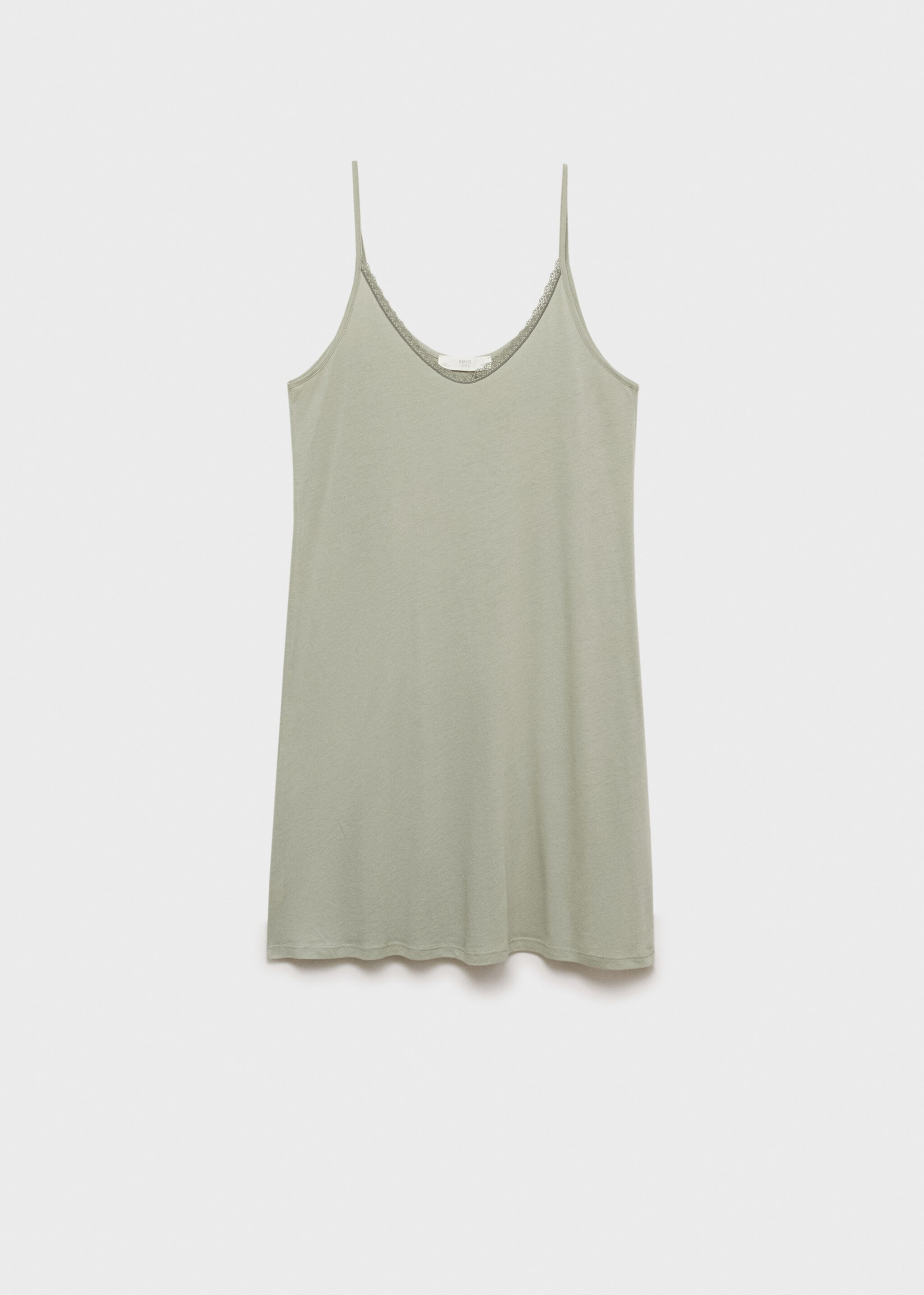 Cotton nightdress with lace trim - Article without model, Aqua Green. Ref: 87042939-00.