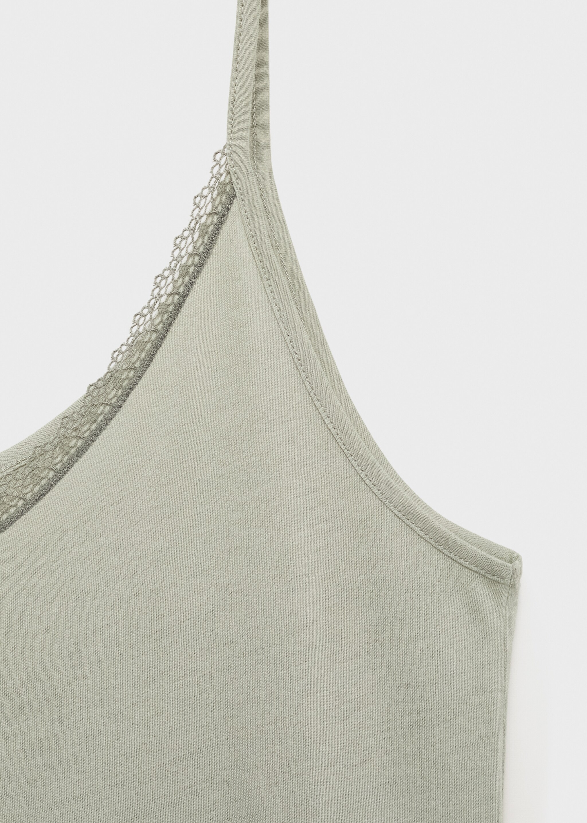 Cotton nightdress with lace trim - Details of the article 8, Aqua Green. Ref: 87042939-00.