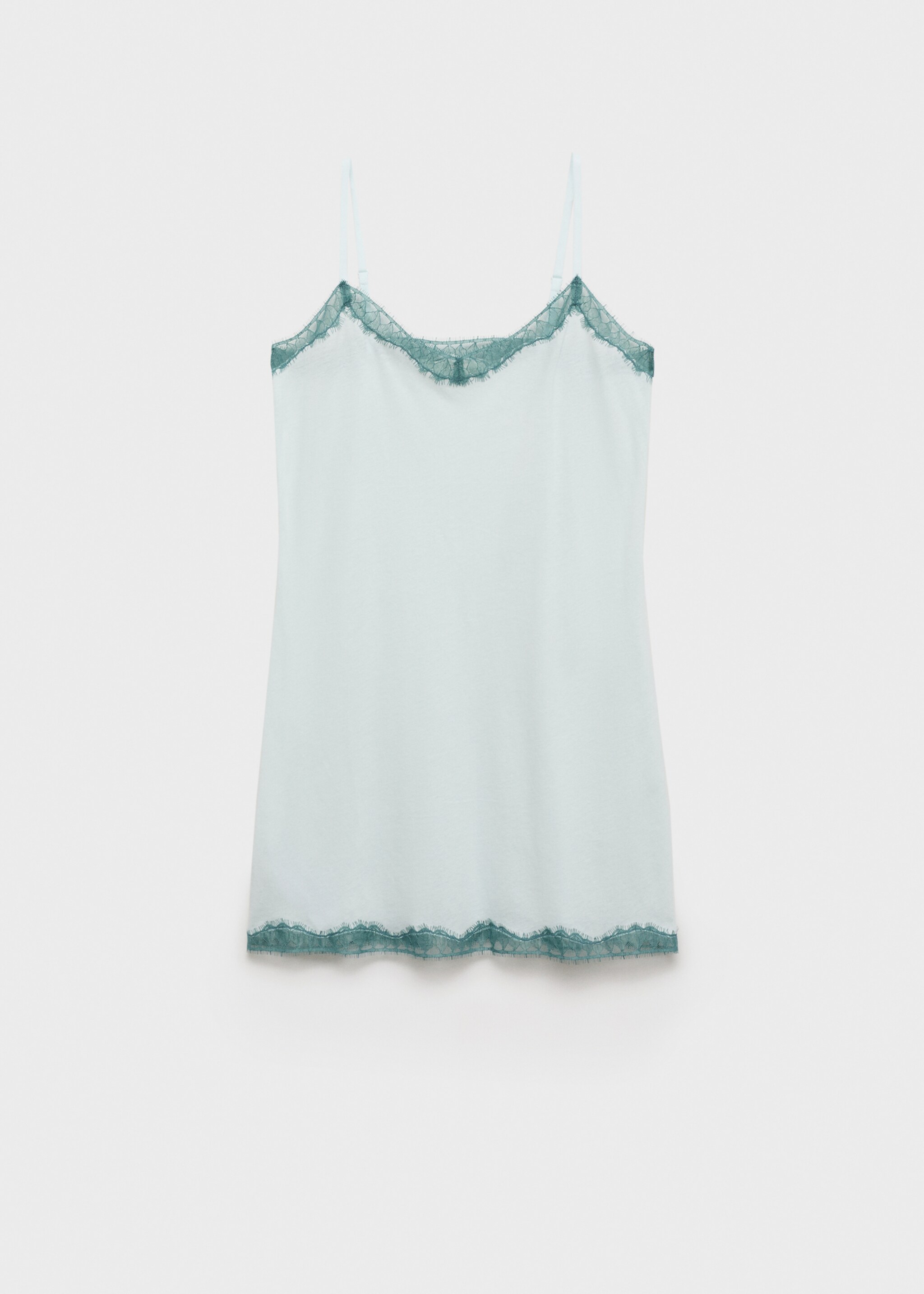 Lace-trimmed nightgown - Article without model, Aqua Green. Ref: 87042940-00.
