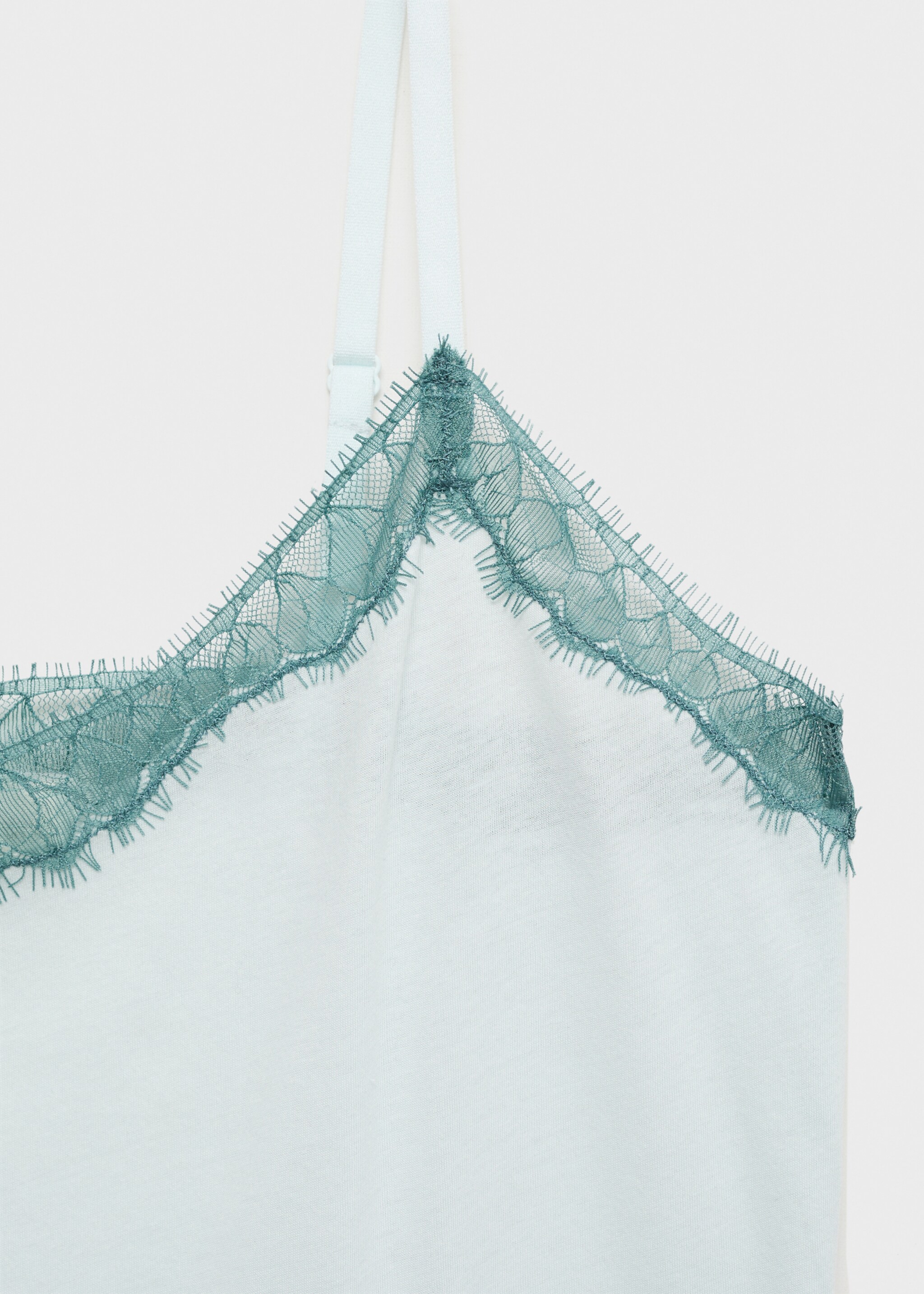 Lace-trimmed nightgown - Details of the article 8, Aqua Green. Ref: 87042940-00.