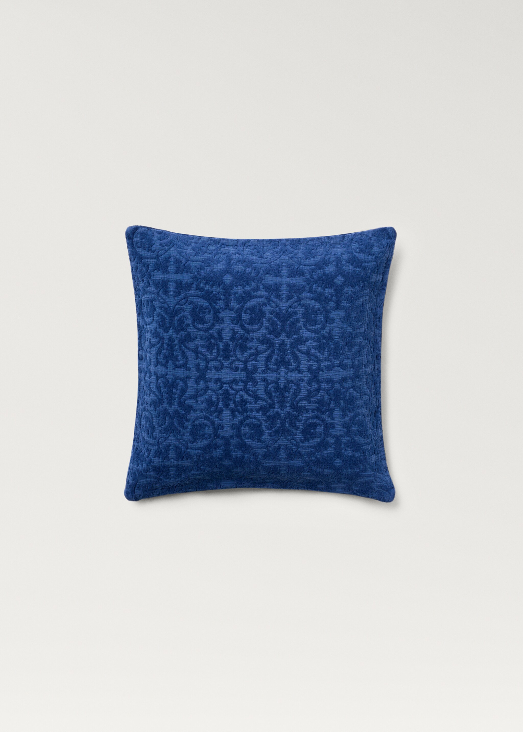 Housse de coussin jacquard fleuri 45x45 cm - Article sans modèle, Bleu. Ref: 87042952-00.