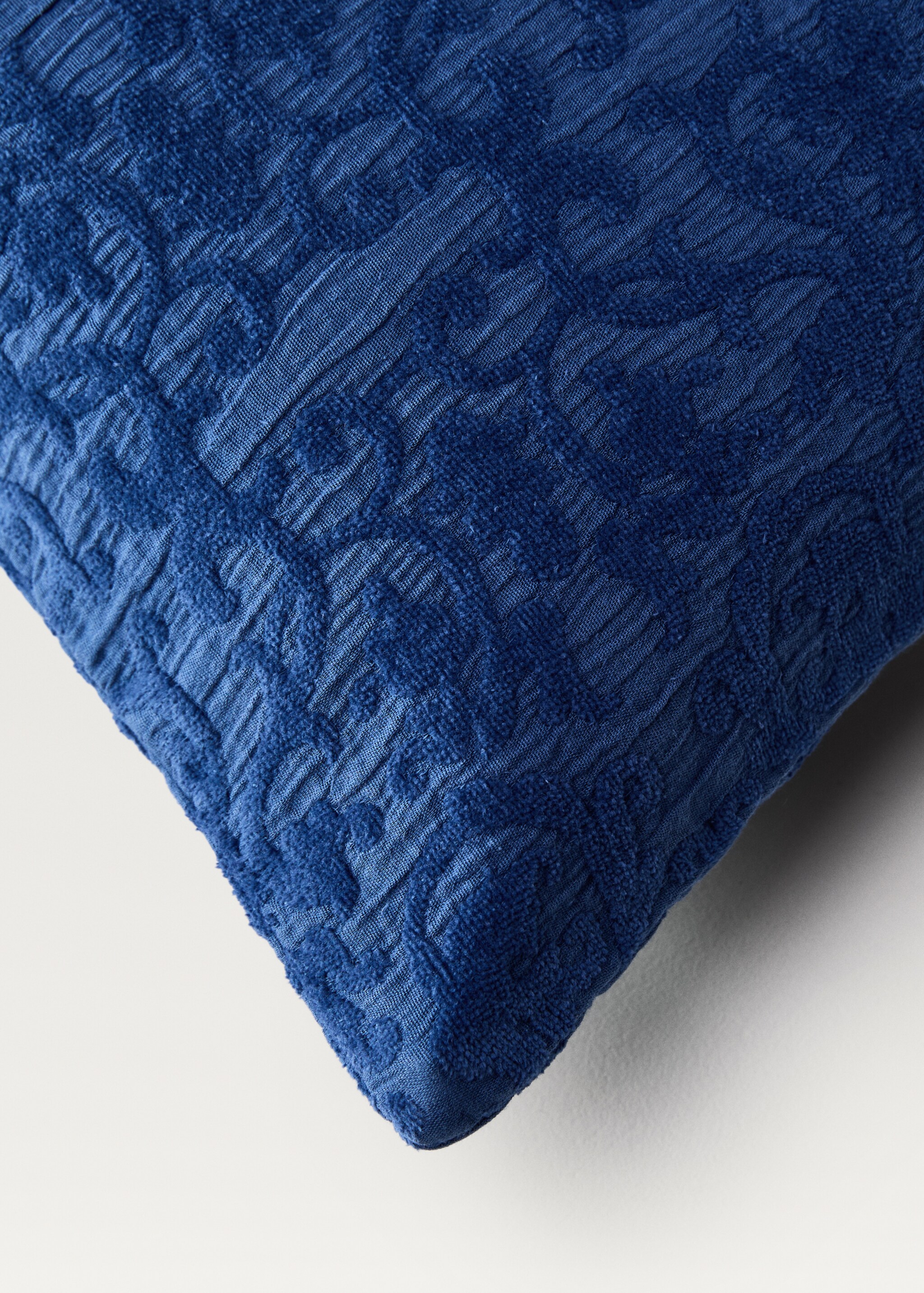 Housse de coussin jacquard fleuri 45x45 cm - Détail de l'article 2, Bleu. Ref: 87042952-00.