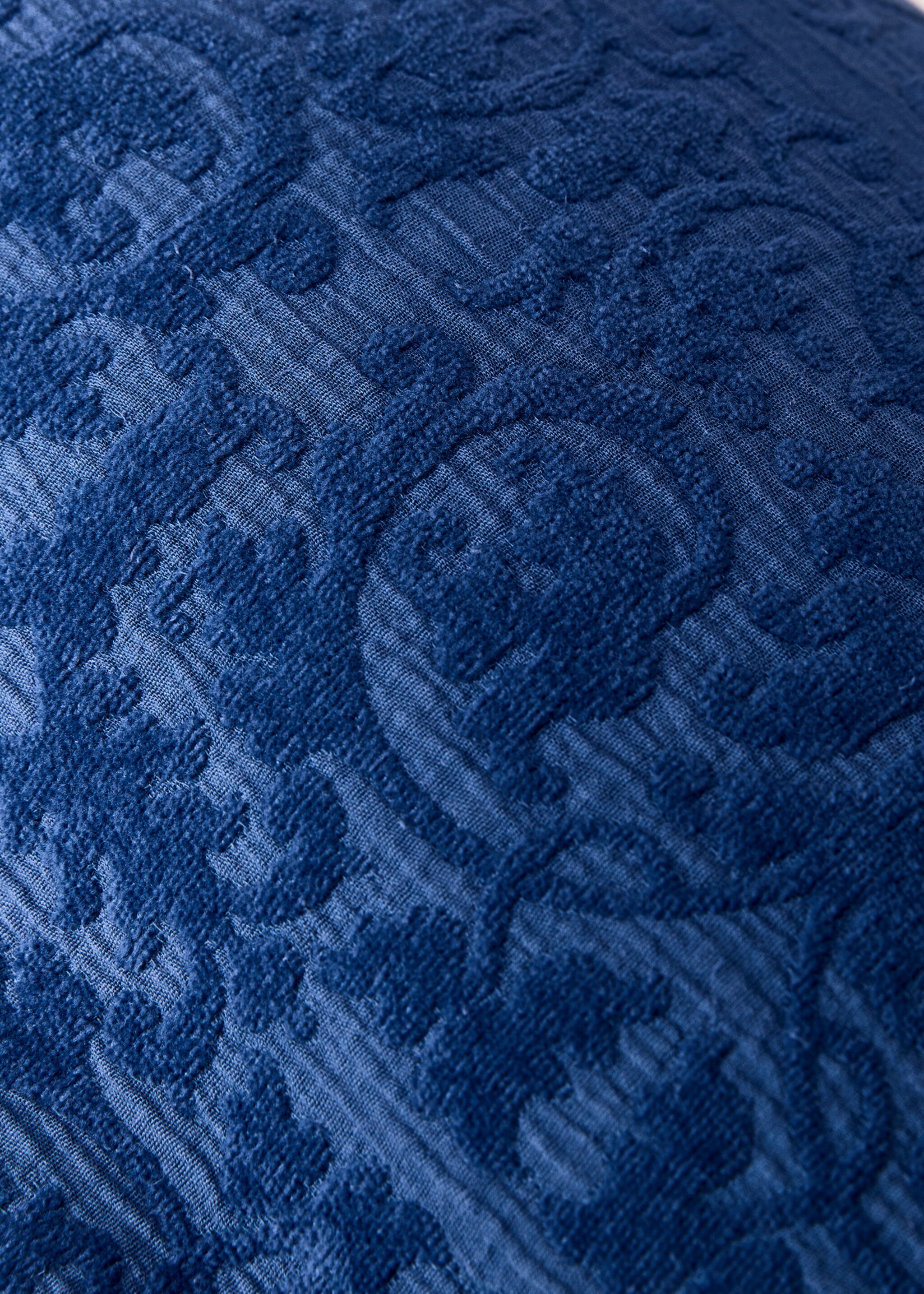 Housse de coussin jacquard fleuri 45x45 cm - Détail de l'article 3, Bleu. Ref: 87042952-00.