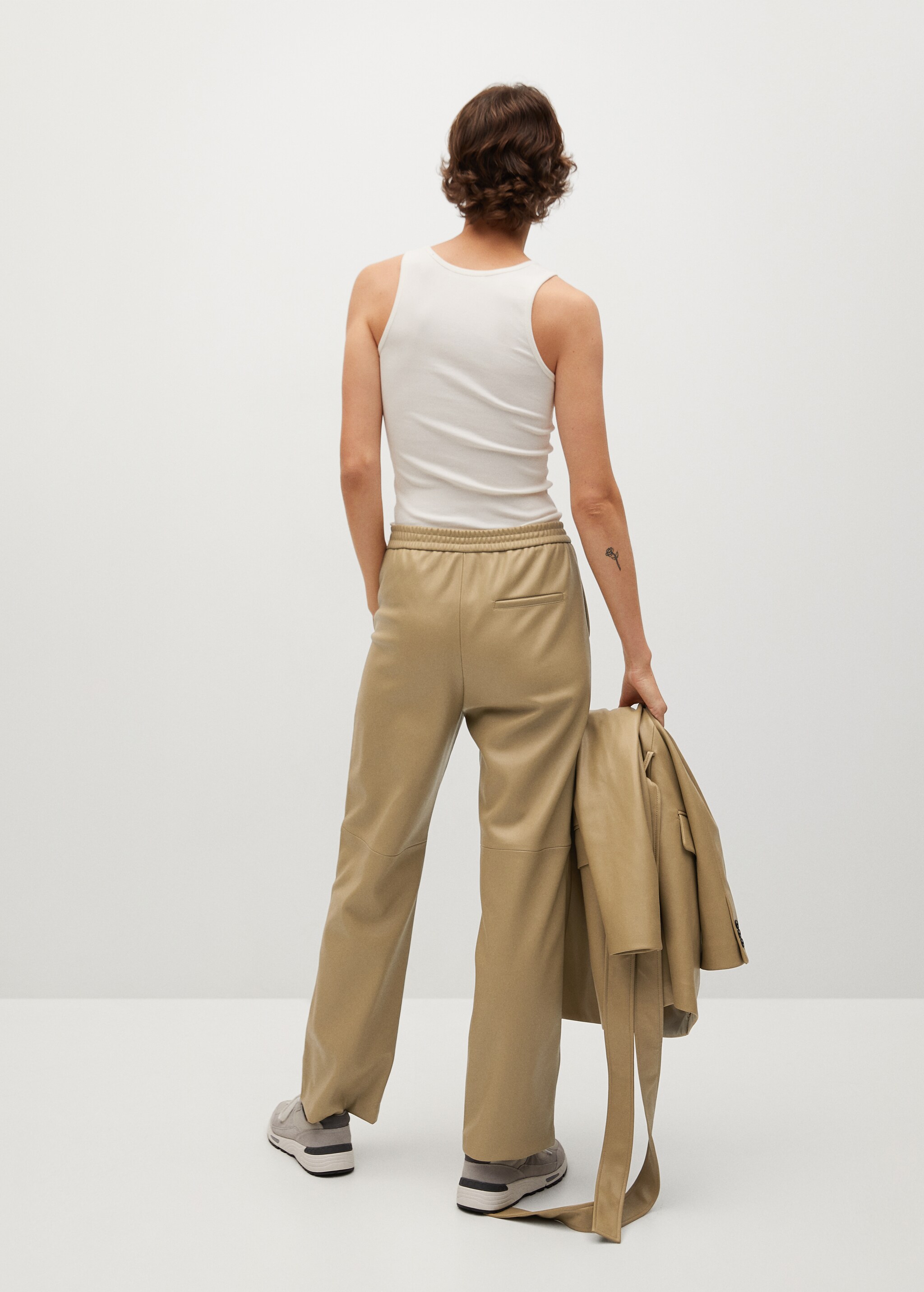 Pantalón recto efecto piel - Reverso del artículo