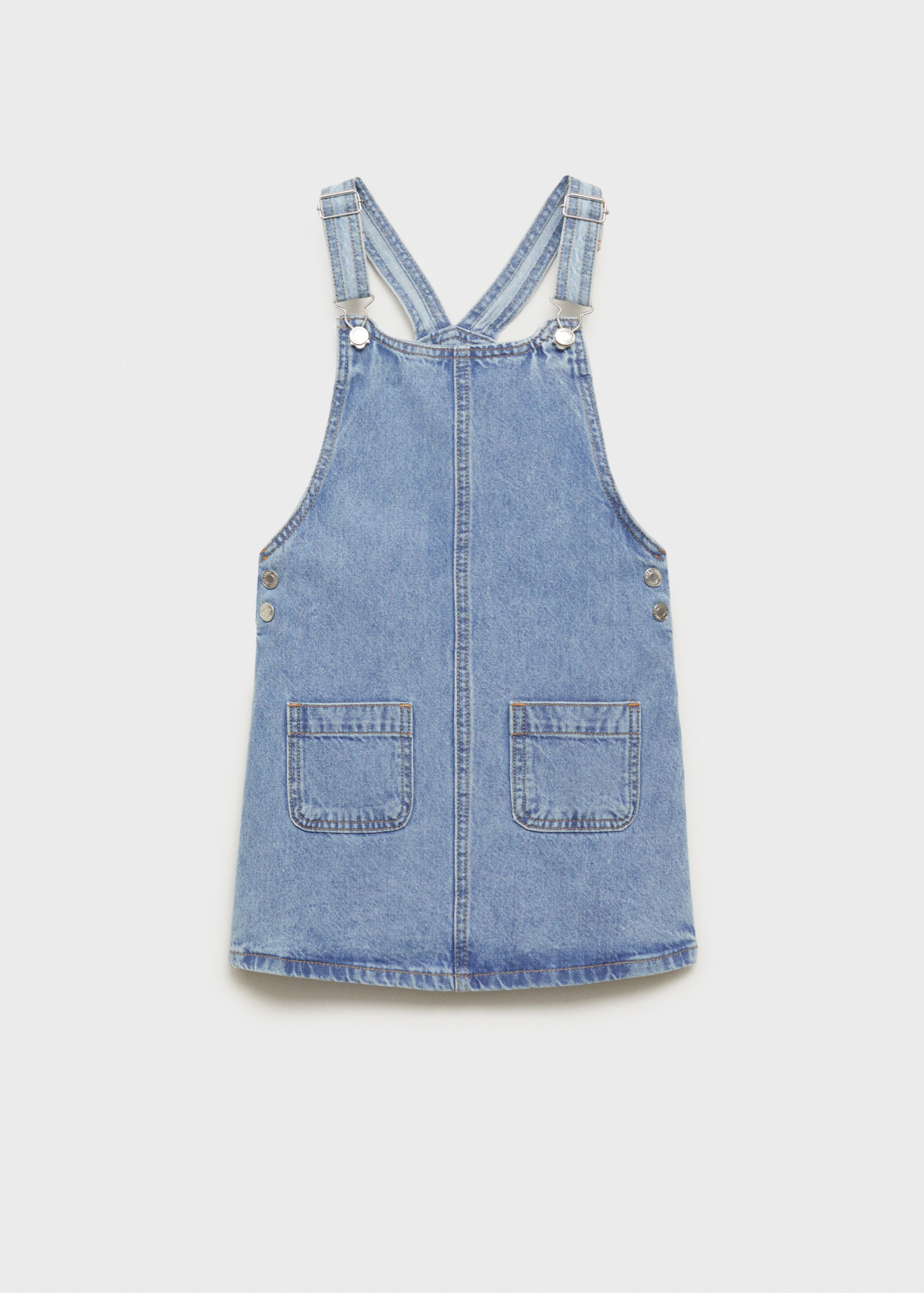 Short denim pinafore - Article without model, Medium Blue. Ref: 87043270-00.