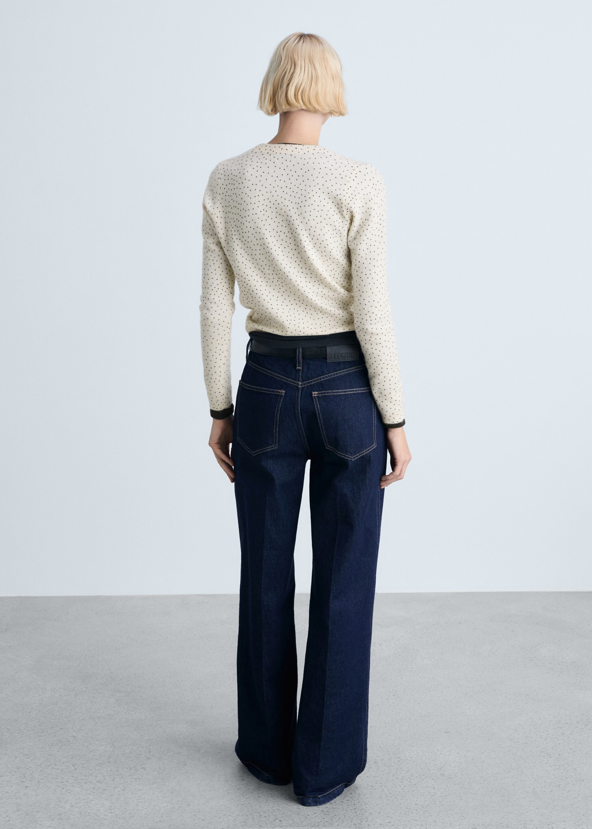 Polka-dot knitted cardigan - Reverse of the article, Ecru. Ref: 87043271-00.