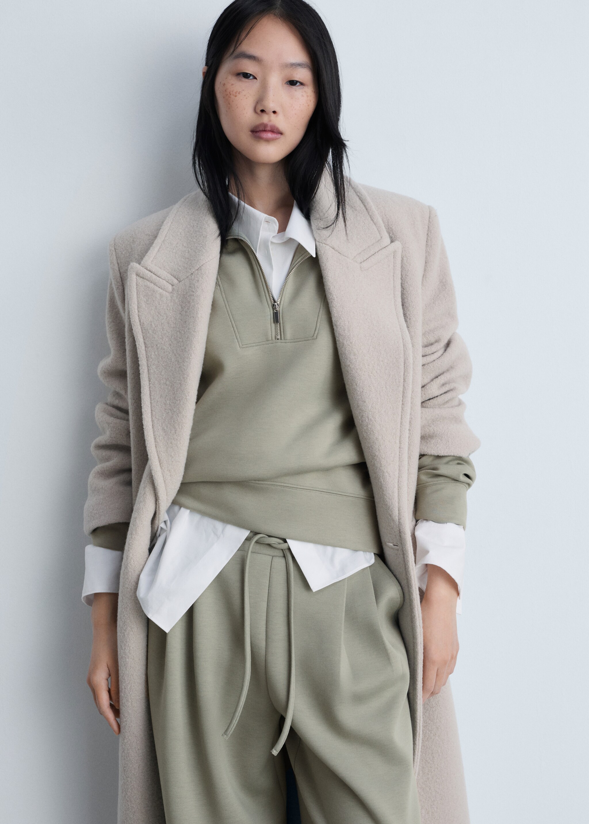 Pantalon de jogging wideleg pinces - Détail de l'article 6, Kaki. Ref: 87043275-00.