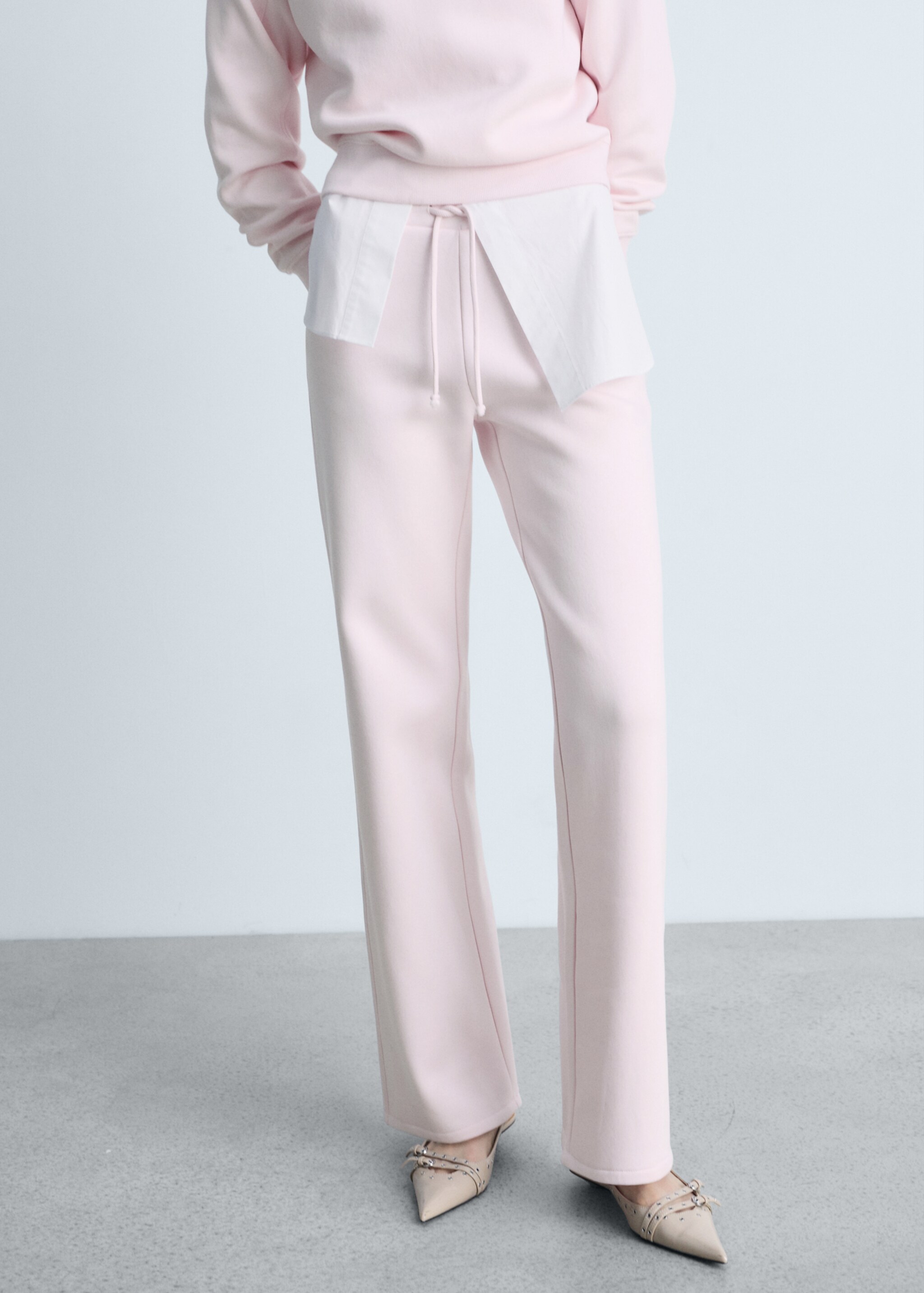 Wideleg-Joggerpants aus Baumwolle - Mittlere Ansicht, Pastellrosa. Ref: 87043276-00.