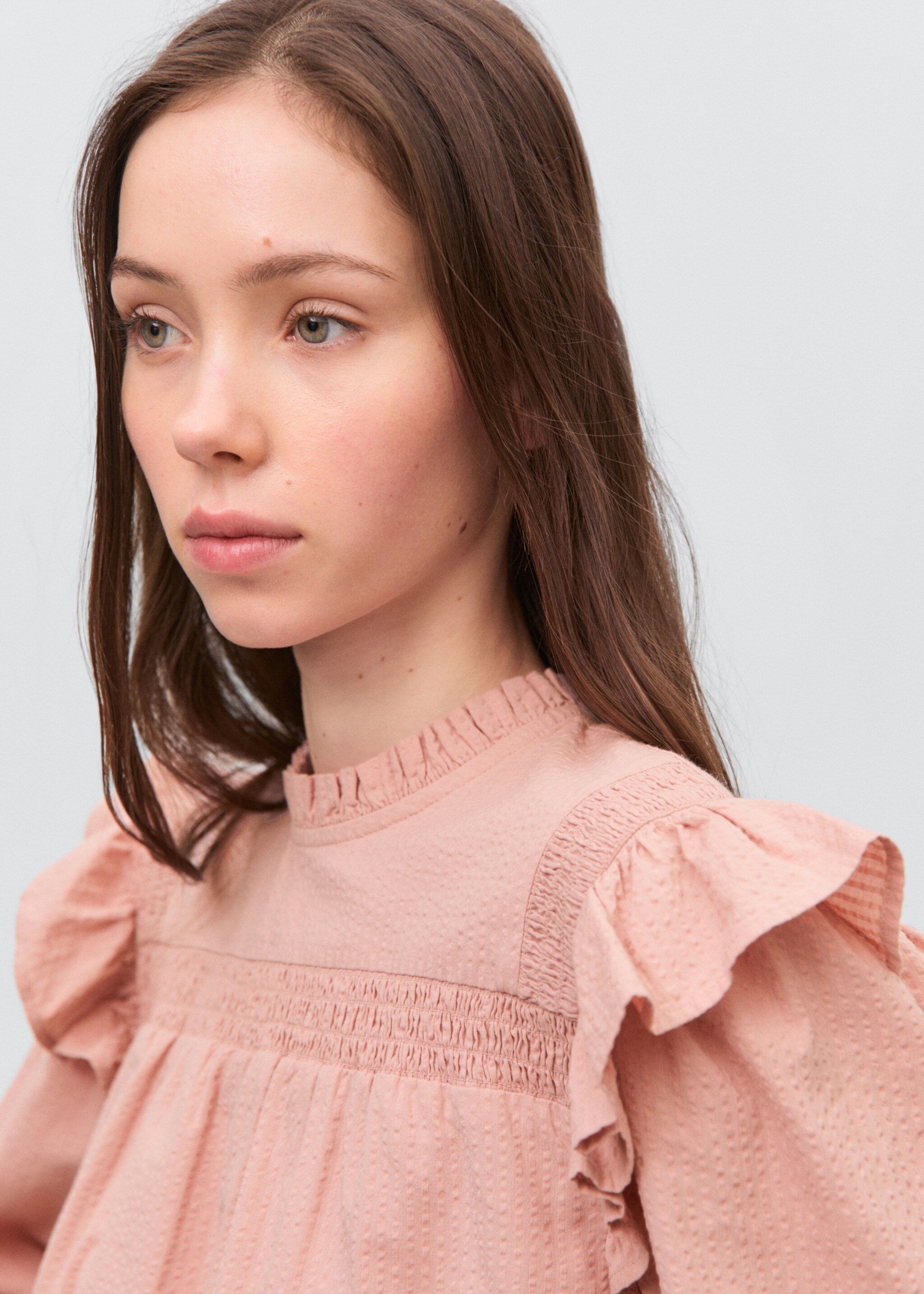 Textured cotton blouse - Details of the article 1, Pastel Pink. Ref: 87043279-00.